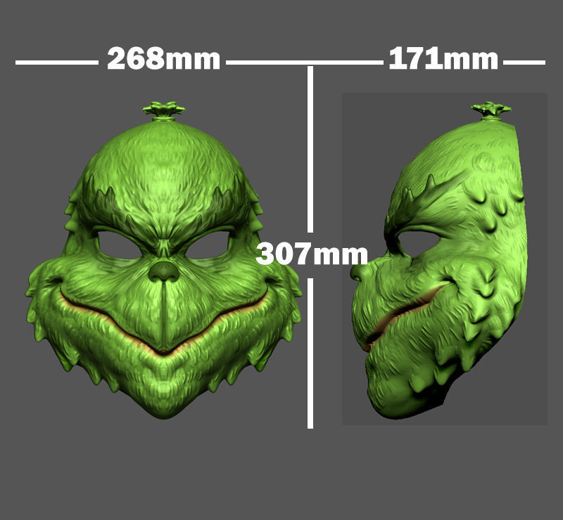 The Grinch Mask Christmas Costume Halloween Cosplay STL File 3D model ...