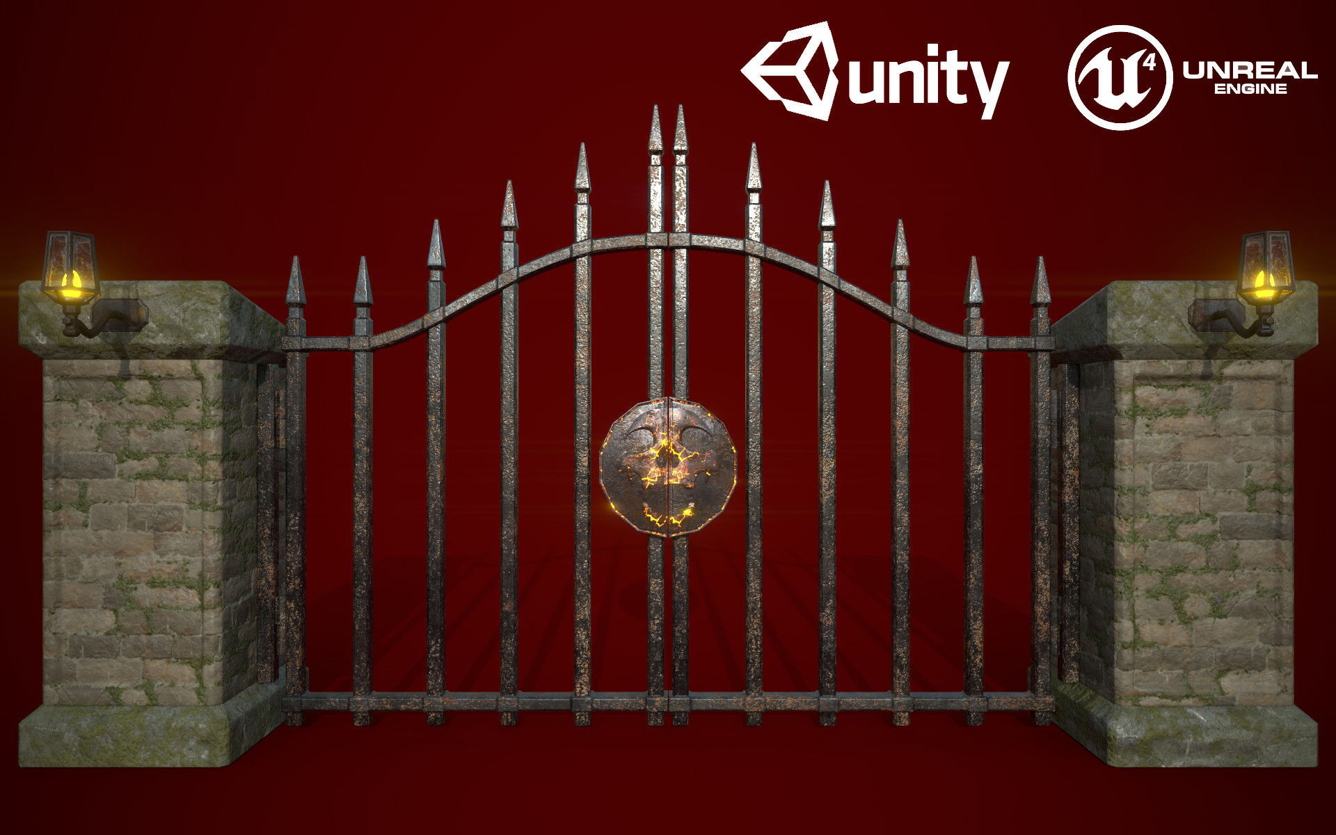Medieval Big Garden Door Low-poly  3D model