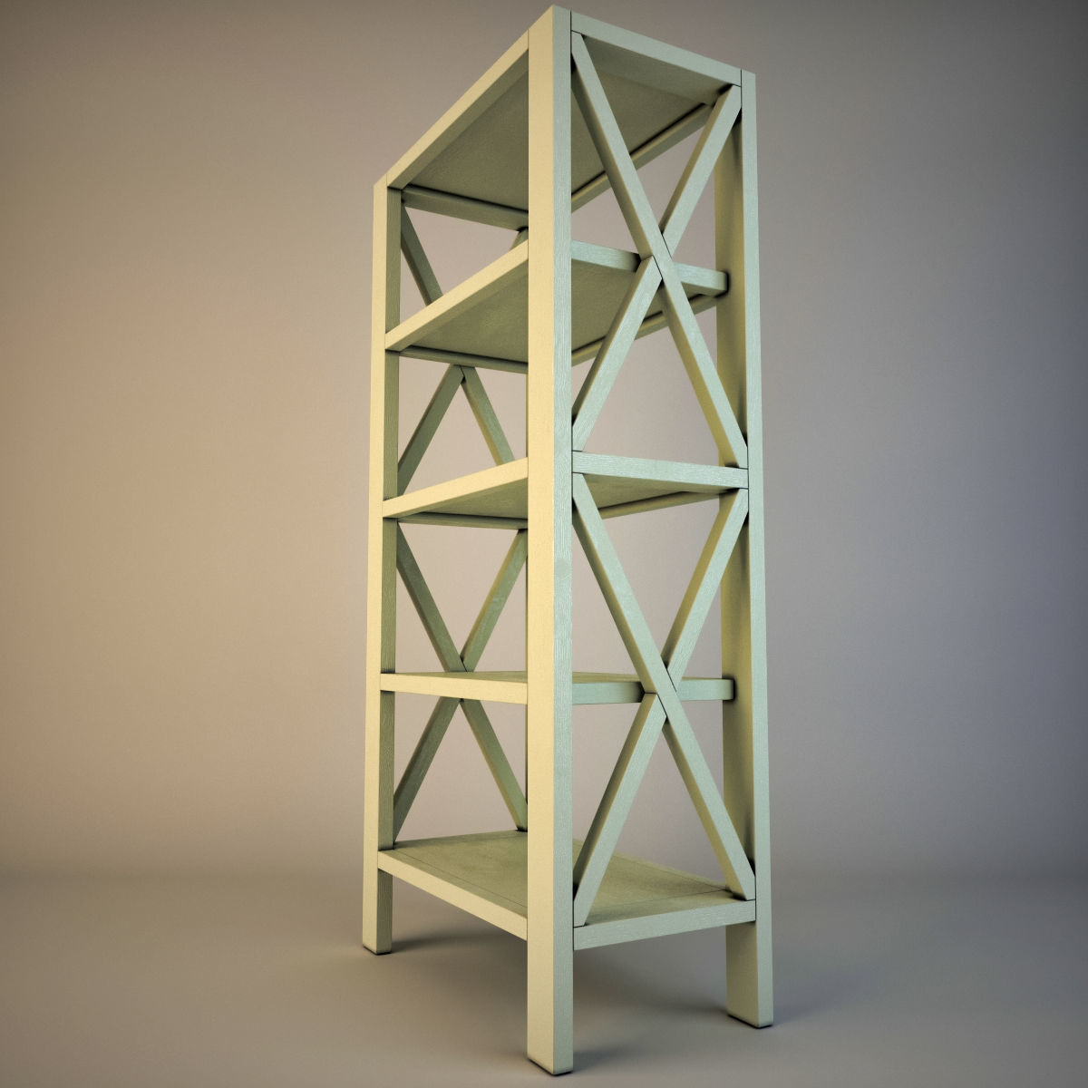 3D model Rustic X Tall Bookshelf VR / AR / lowpoly CGTrader