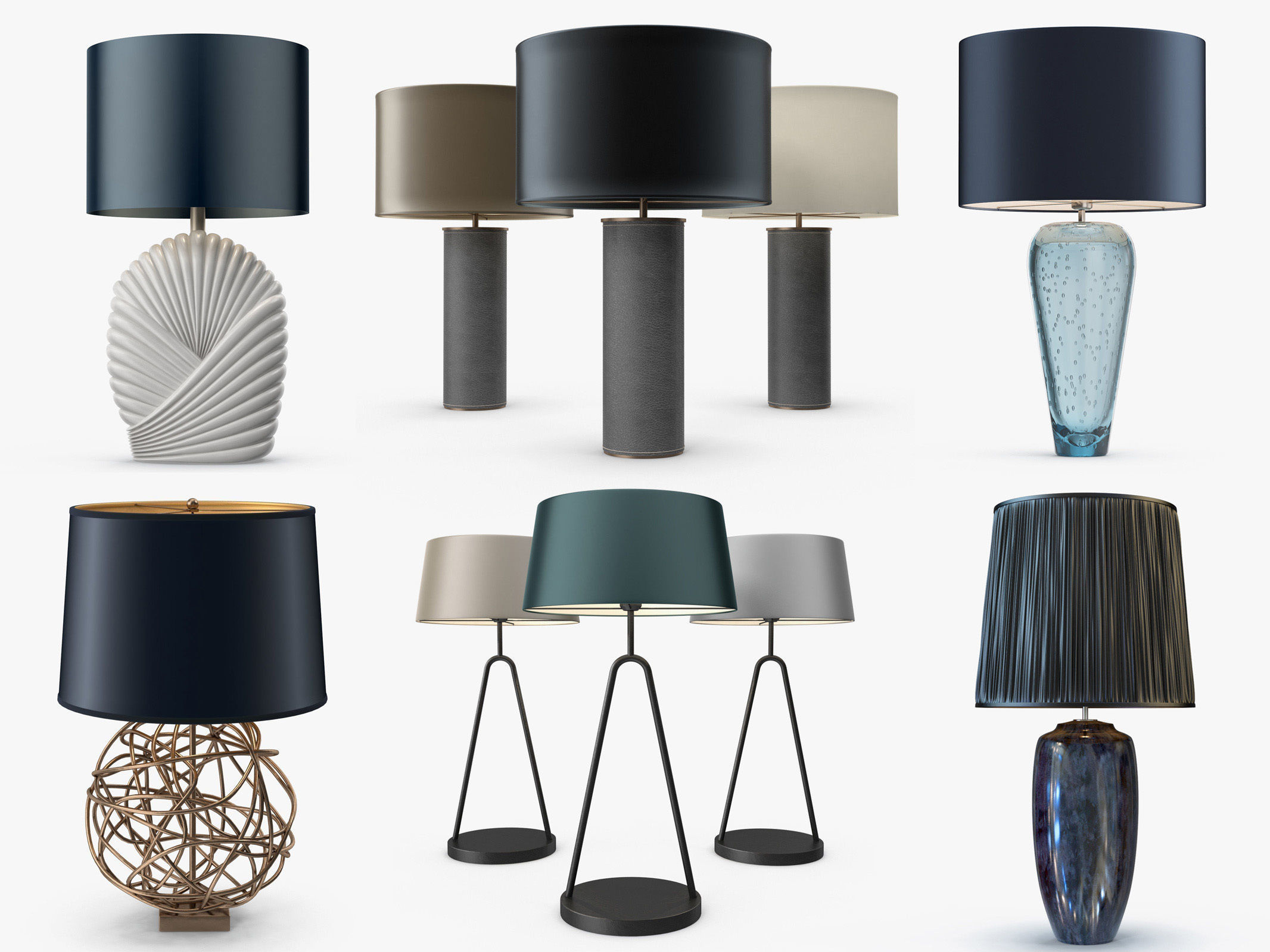3d Model Contemporary 6 Dark Shade Table Lamps Cgtrader 6 Dark Shade Table Lamps 3d Model Collection