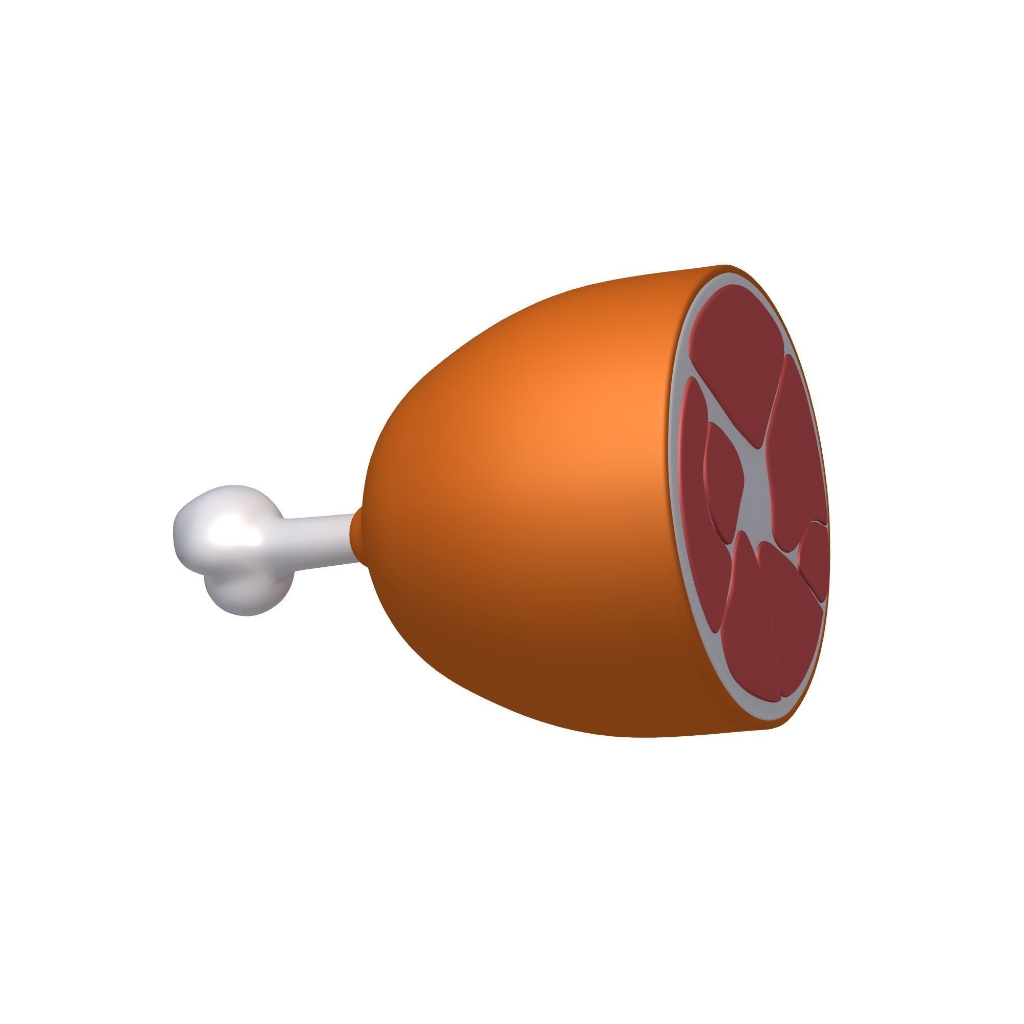 Ham Cartoon meat on bone 3D CGTrader