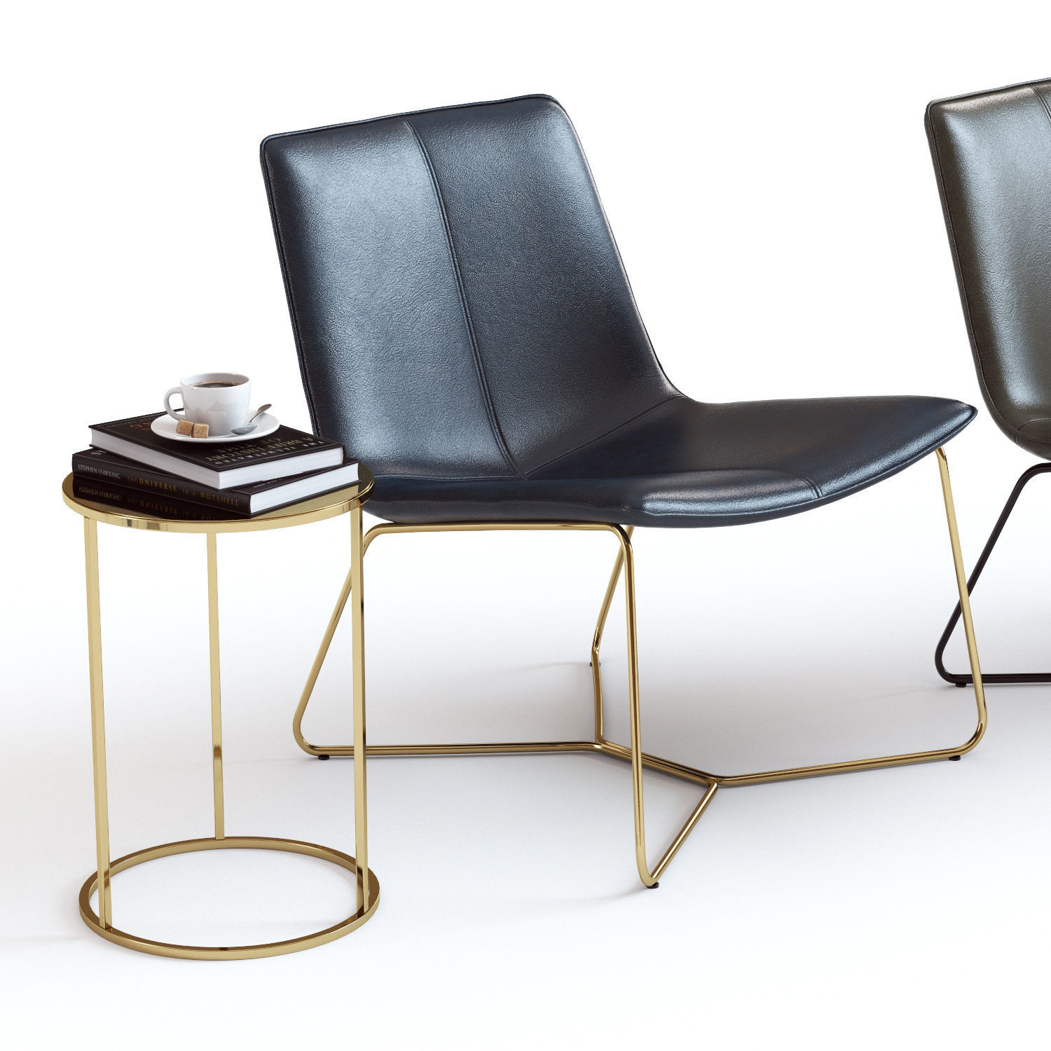 West Elm Slope Leather Lounge Chair 3D model CGTrader