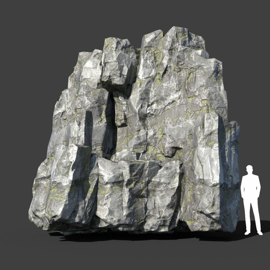 3D asset Low poly Layered Rock Mossy 08 190103 | CGTrader