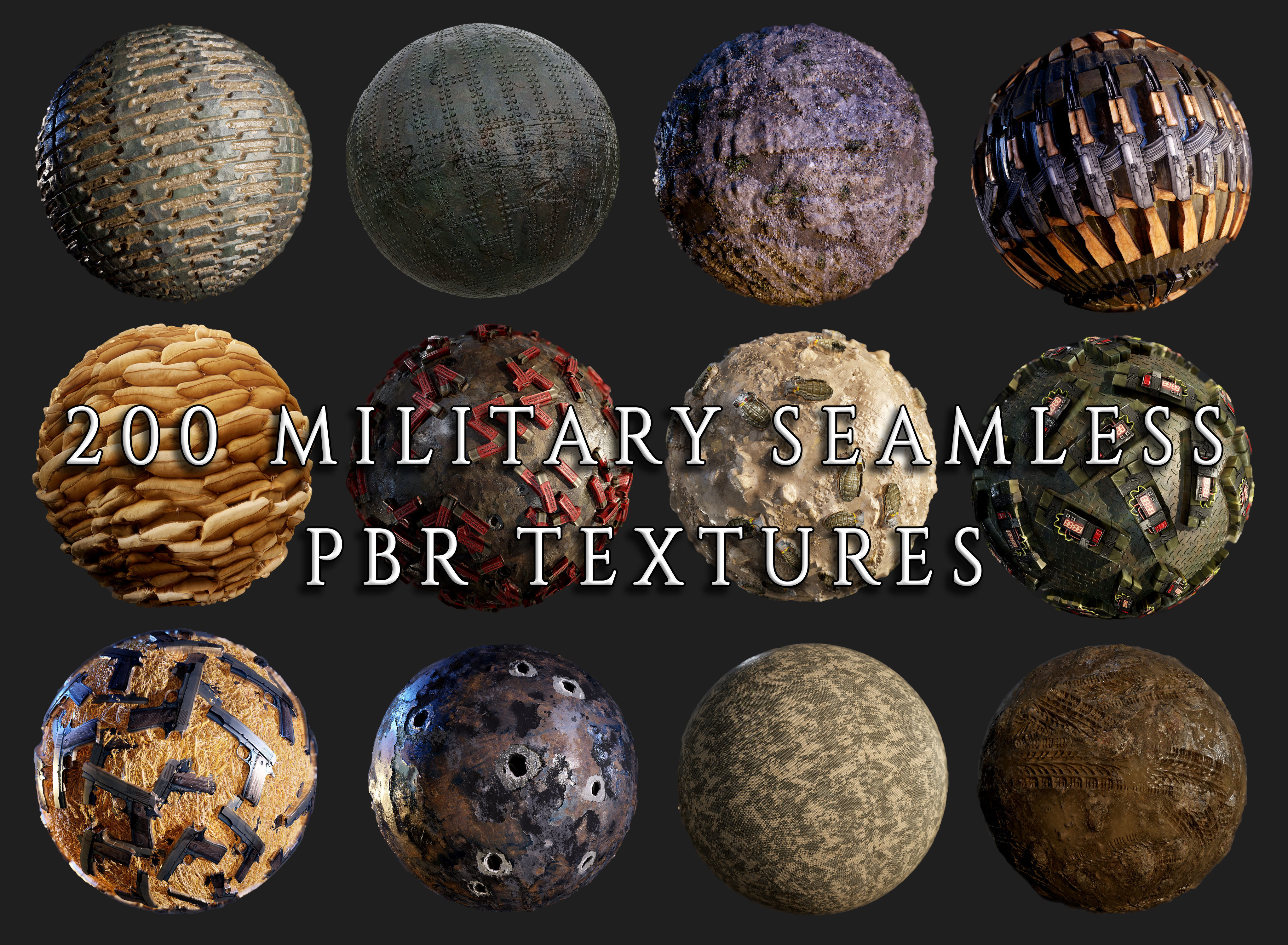 200 Military War Seamless PBR Textures