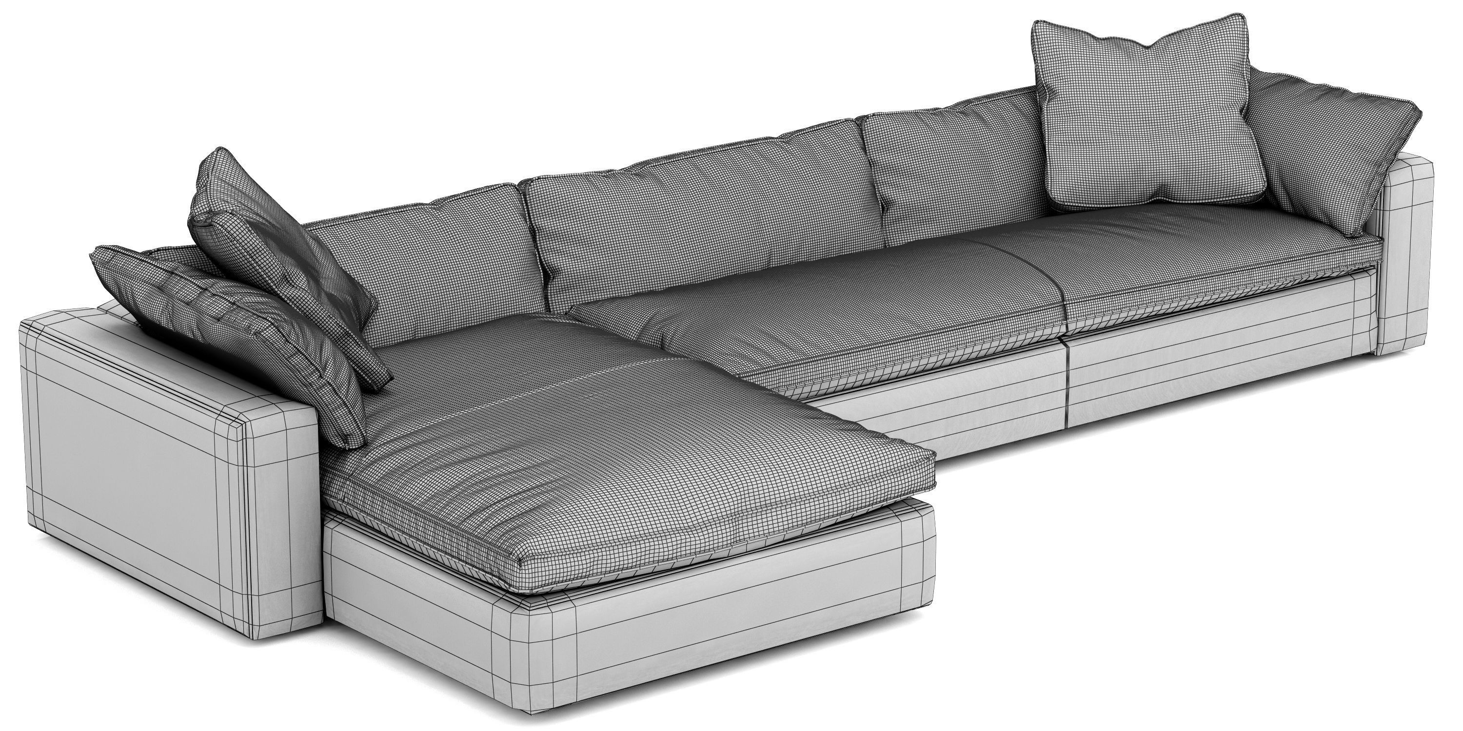 Restoration Hardware Cloud Leather Sofa Chaise Sectional 3D model