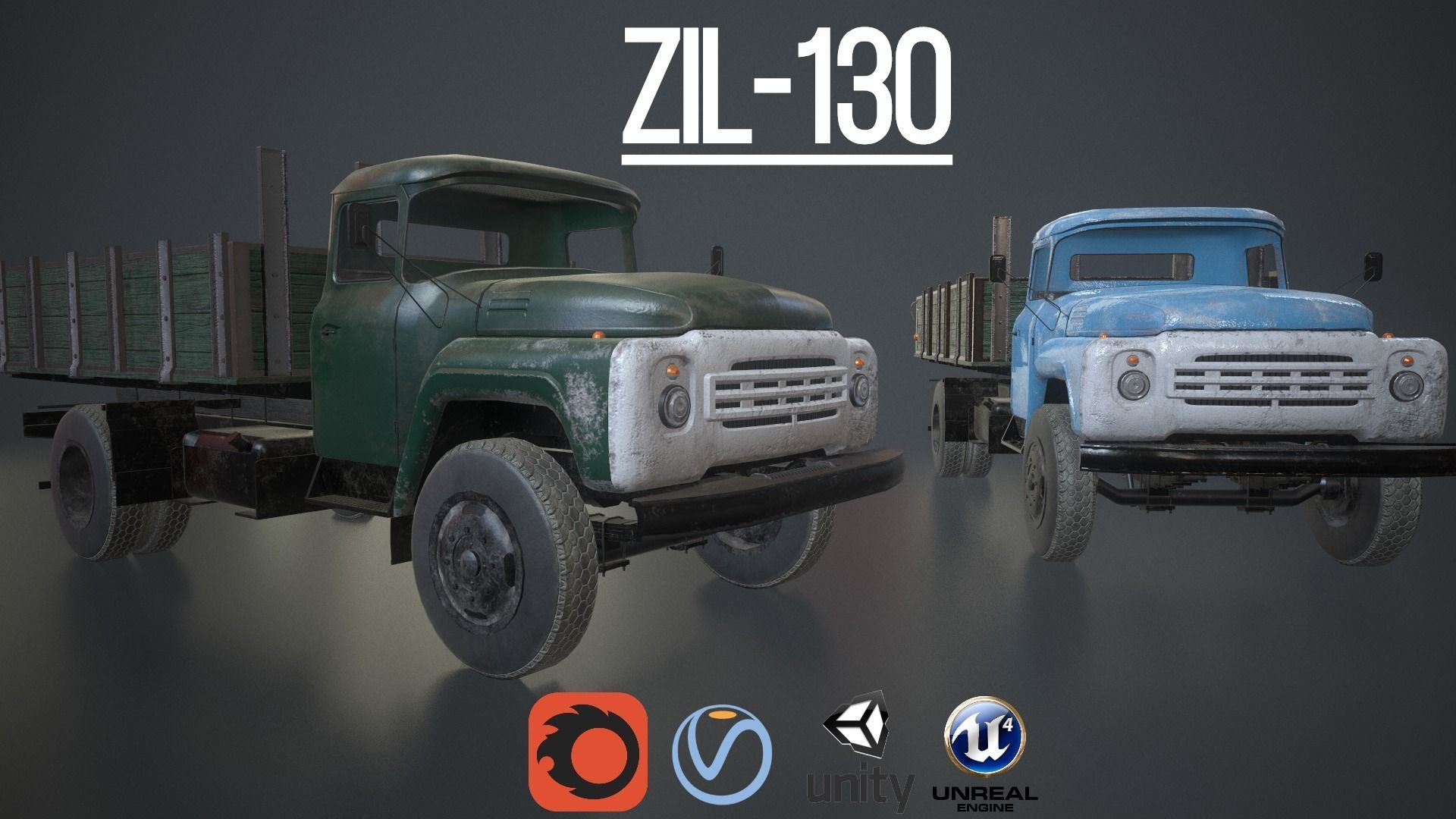 3D model Russian Truck ZIL130 VR / AR / lowpoly CGTrader