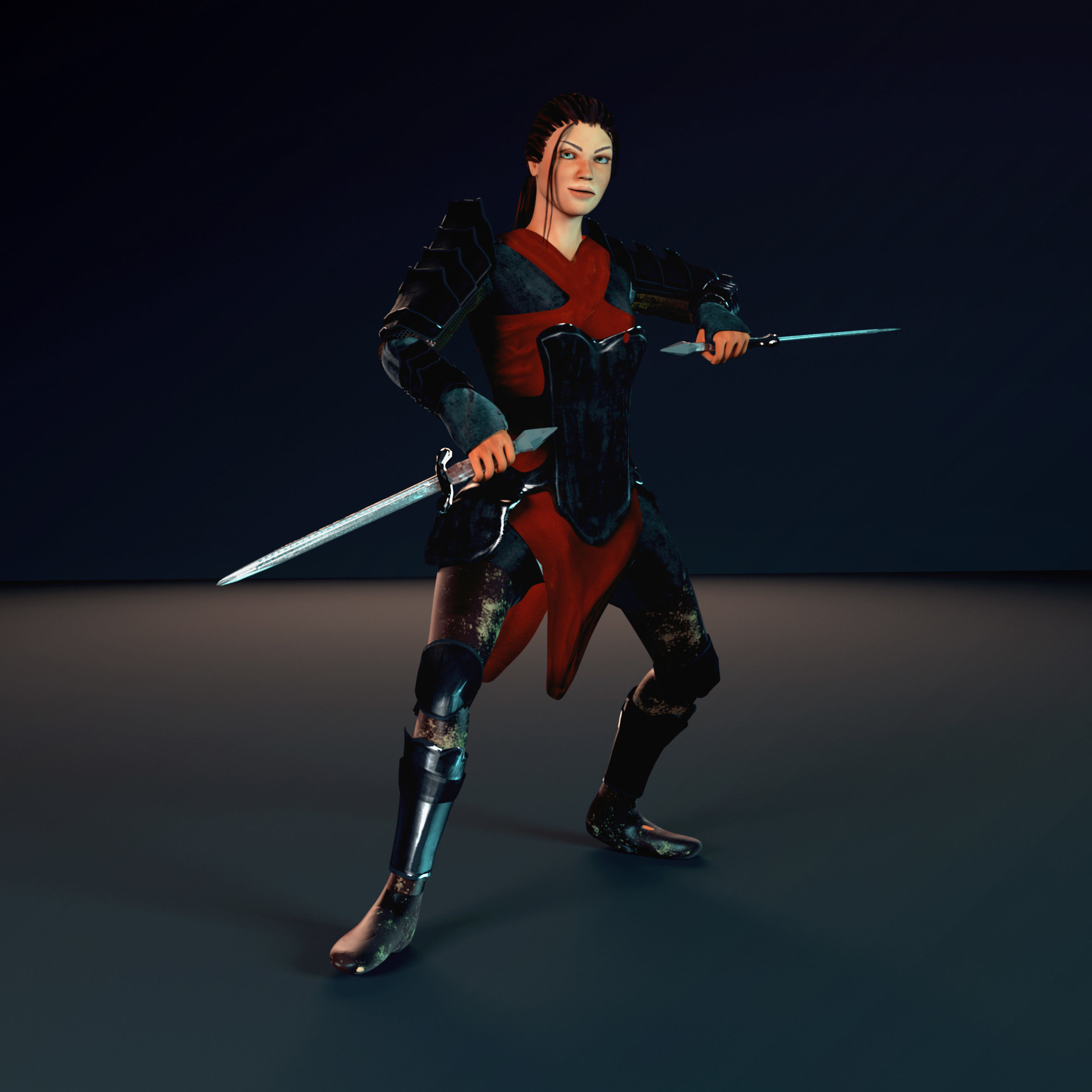 3D model 8K Female Warrior PBR Game Ready Animated VR / AR / low-poly ...