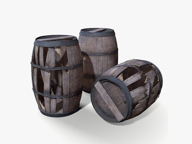 3D model Broken barrel model with bullet holes VR / AR / low-poly