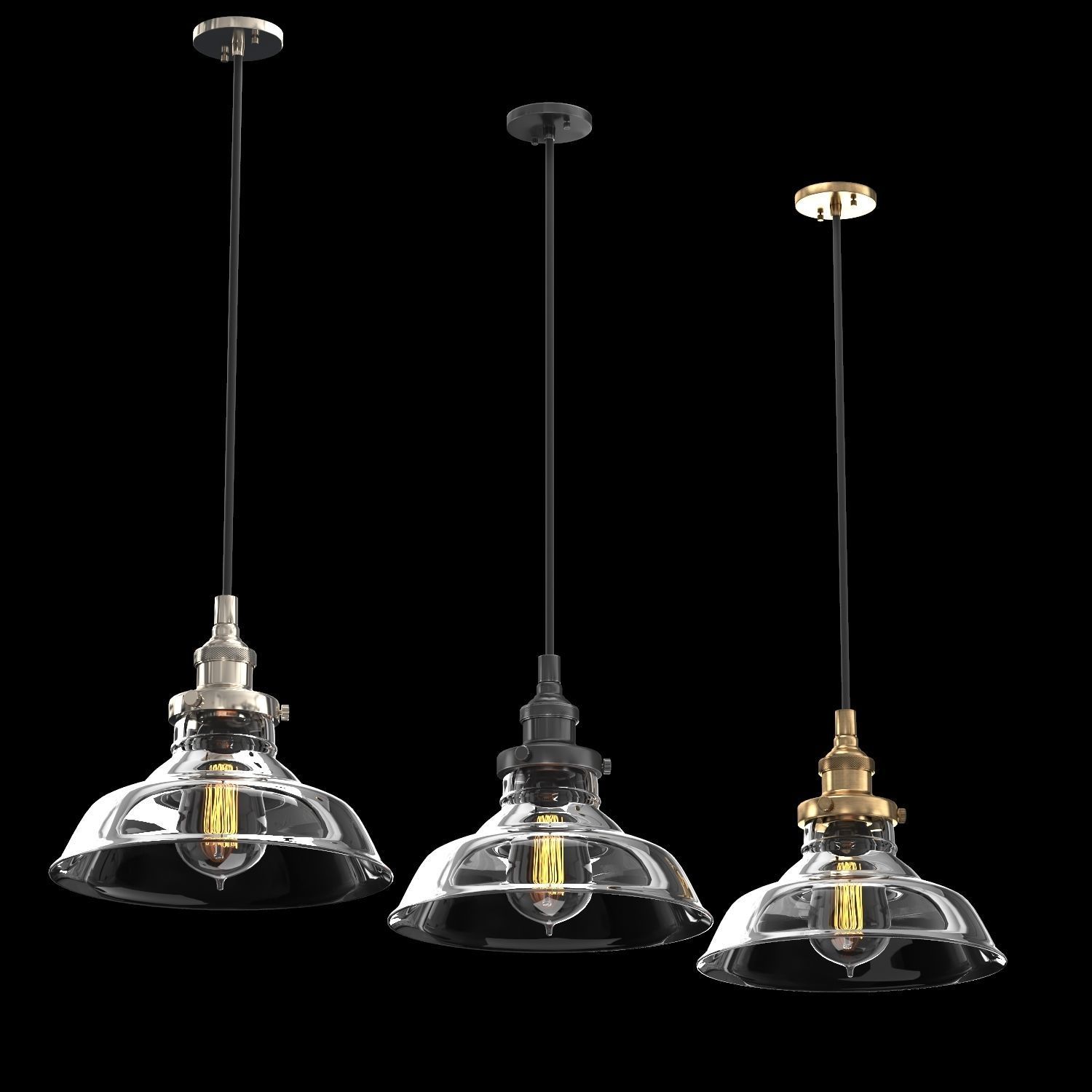 20th Century Factory Filament Clear Glass Barn Pendant 3D model