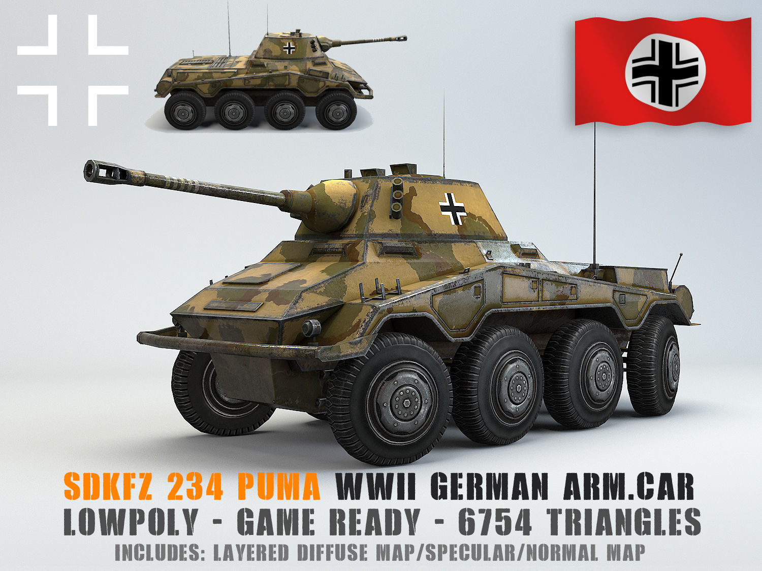 World War 2 German 234//2 armored car