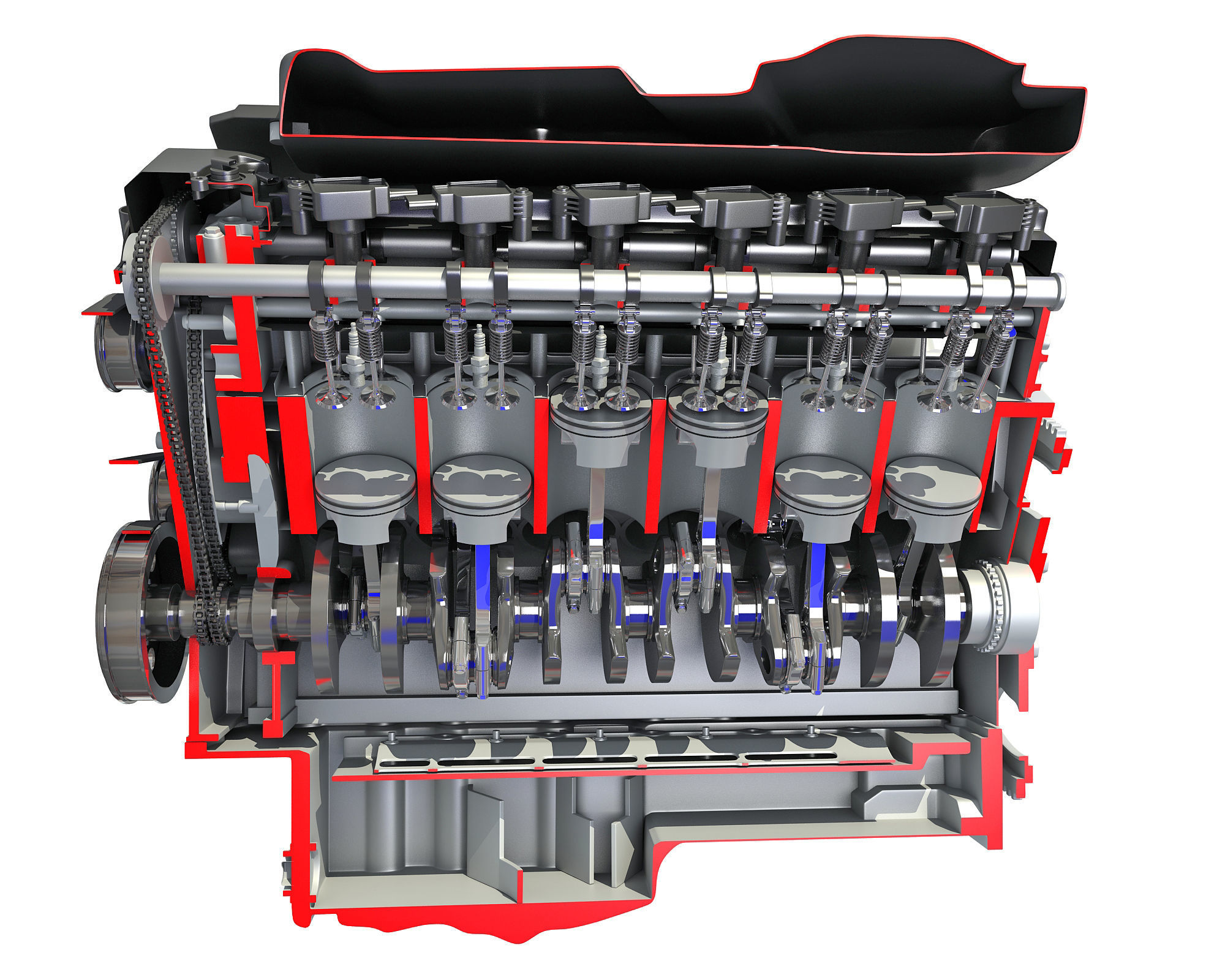 Animated Cutaway V12 Engine