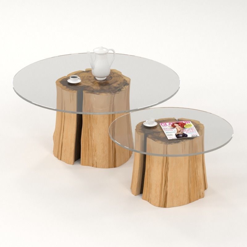 Two glass tables from the stump 3D model
