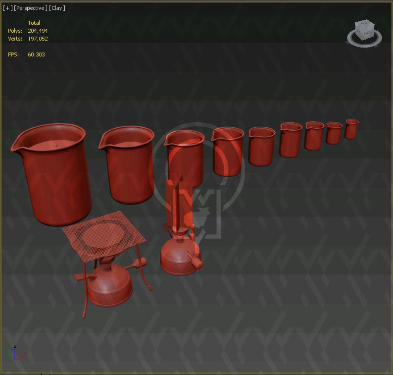 Portable Micro Lab Burner Tripod Beaker Chemistry set 3D model CGTrader