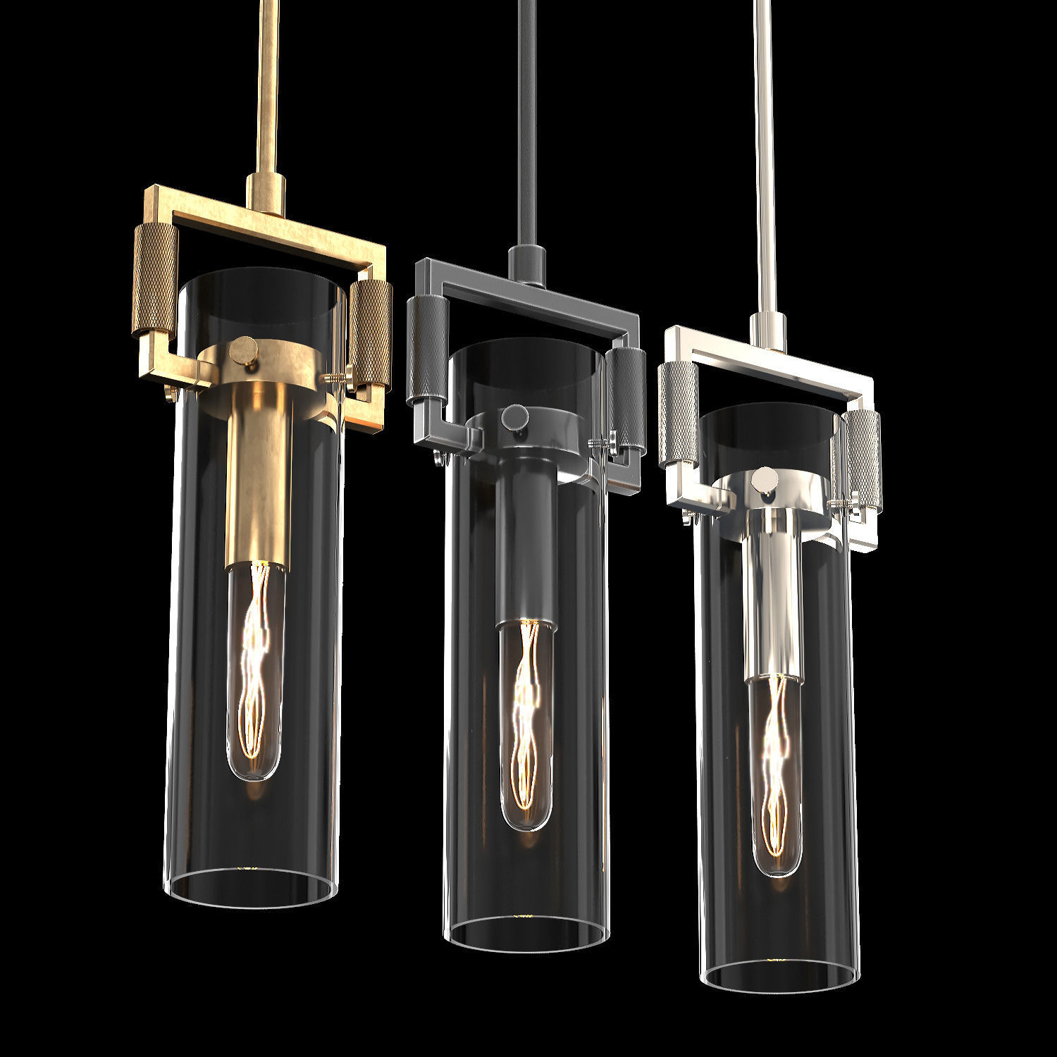 Machinist Glass Cylinder Pendant 2 3D model CGTrader