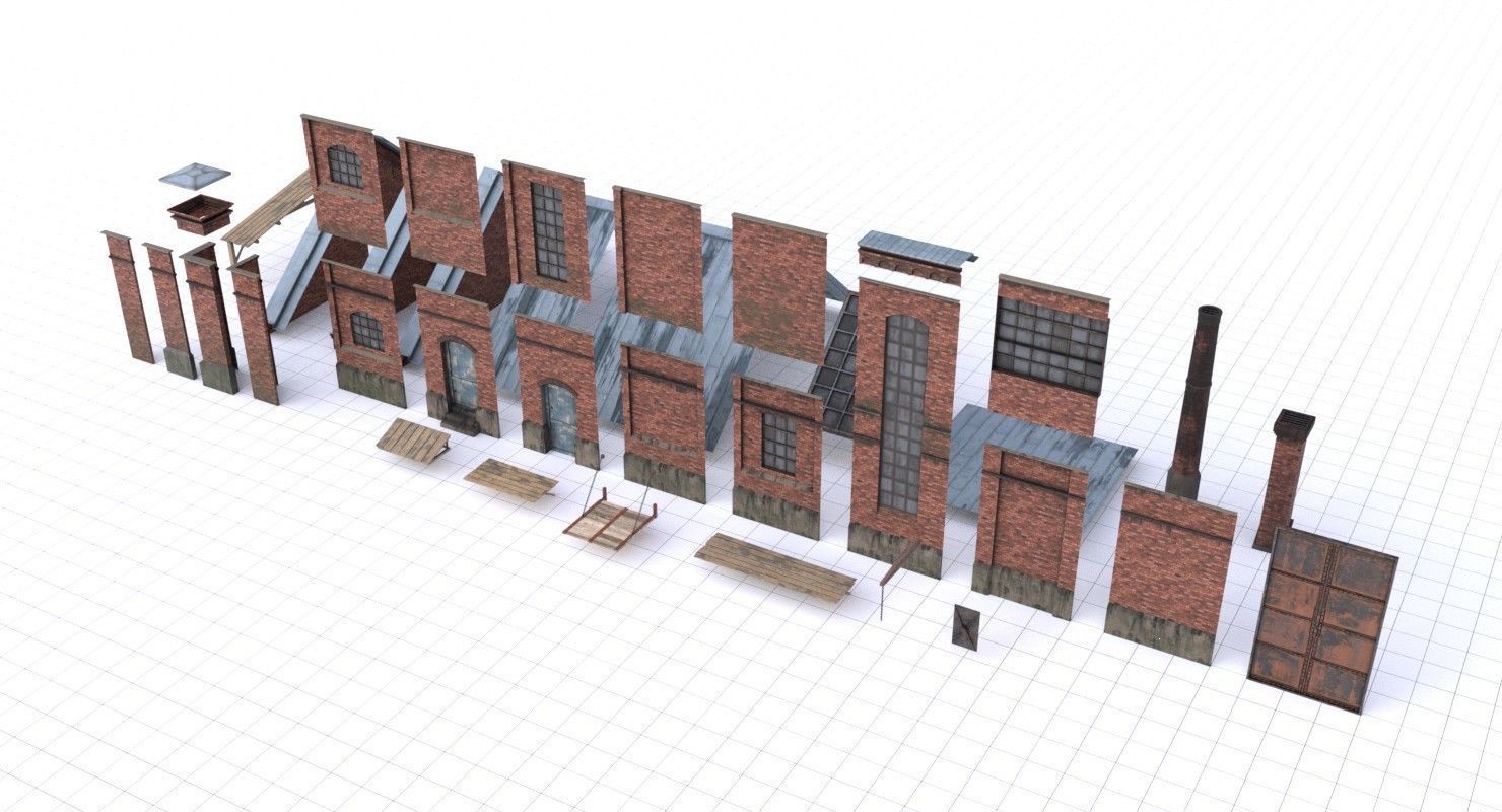 3D model Modular Old Industrial Building Asset VR / AR / lowpoly CGTrader