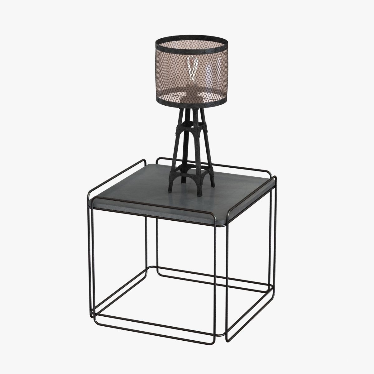 industrial table lamp on table 3D model