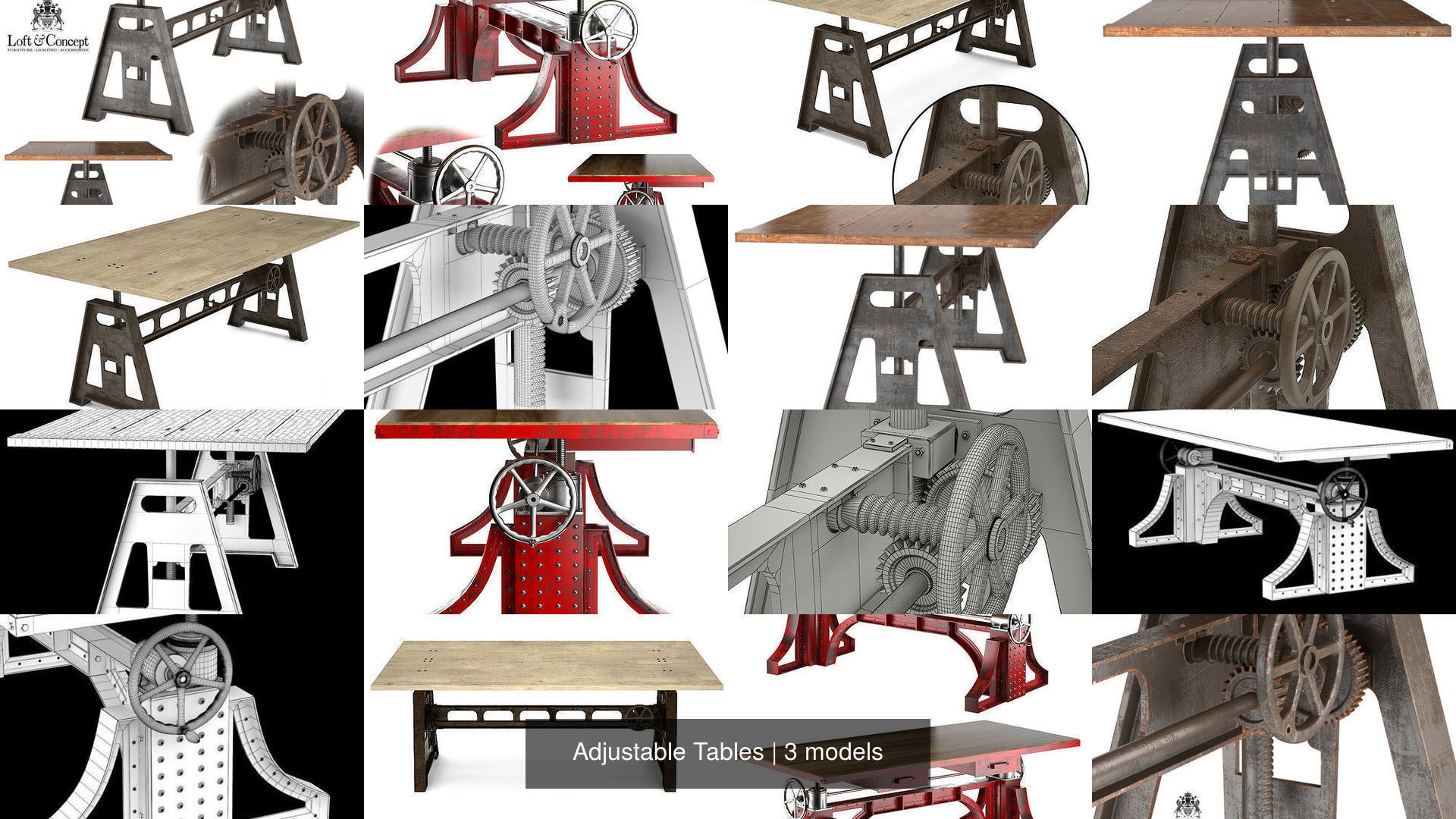 Adjustable Tables 3D Model Collection