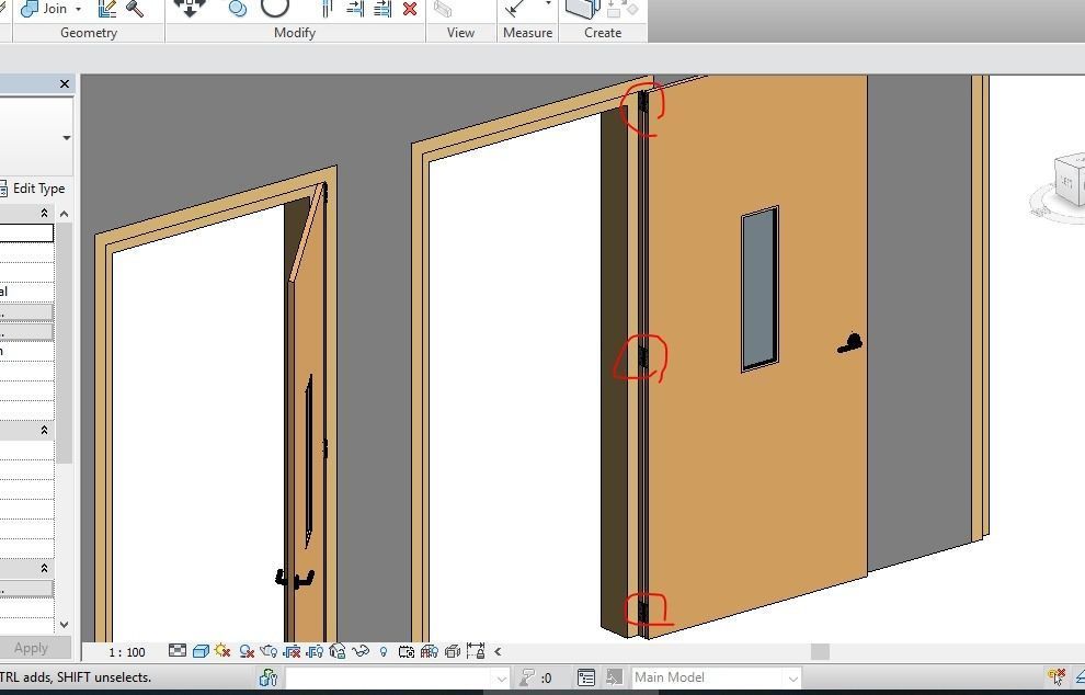 DOOR WITH VISION PANEL REVIT FAMILY 3D ROTATED FULL PARAMETER 3D model