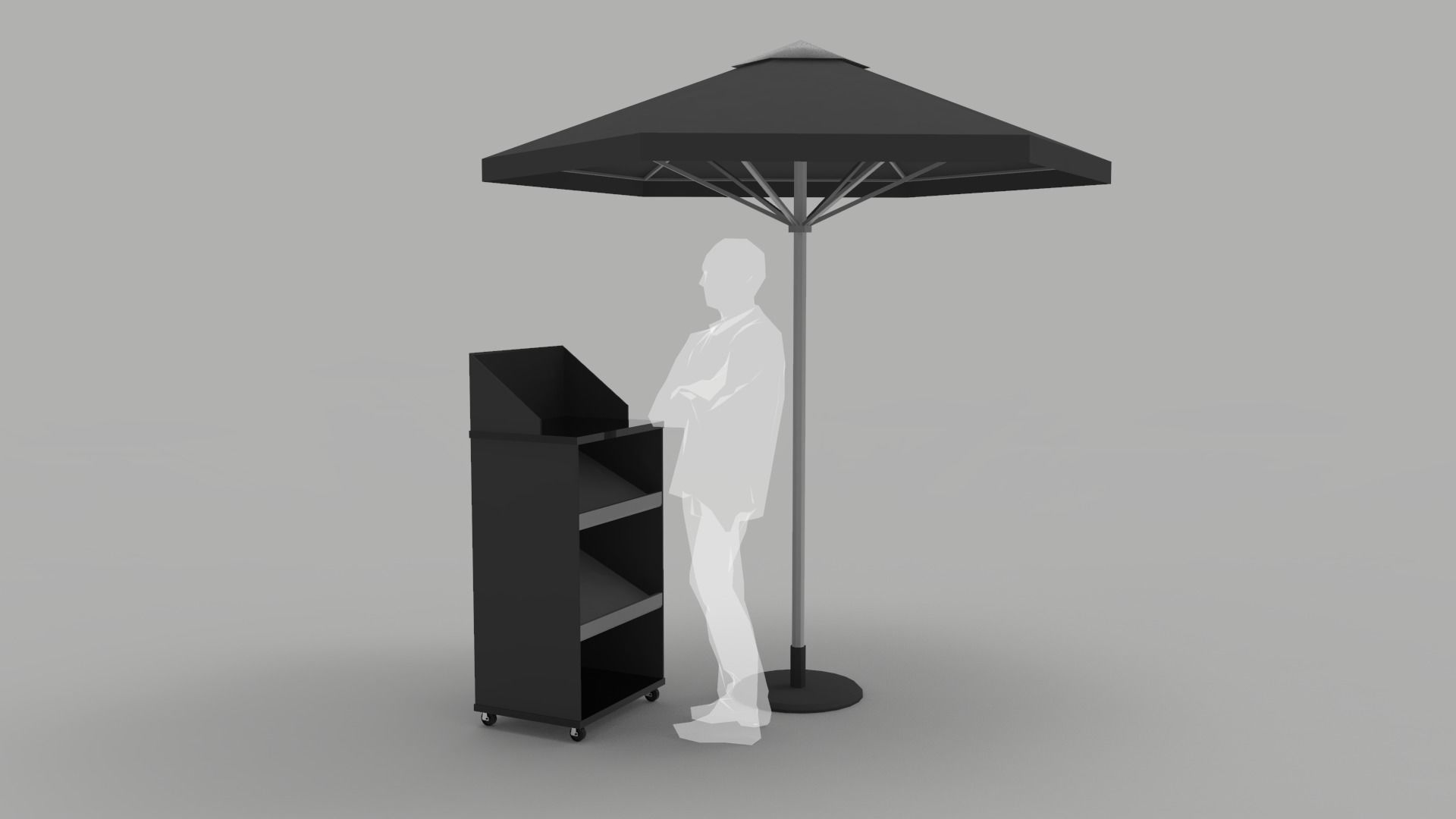 Valet Parking Podium with Umbrella 3D model CGTrader