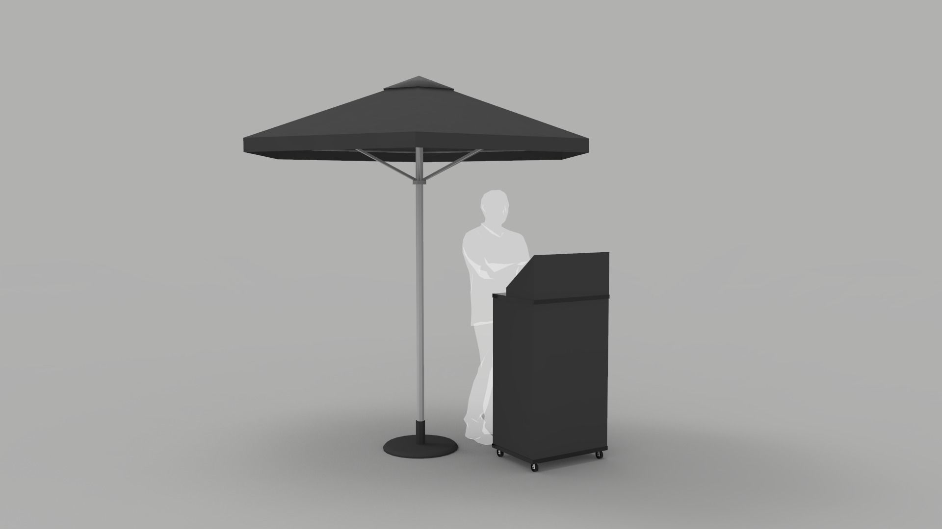 Valet Parking Podium with Umbrella 3D model CGTrader