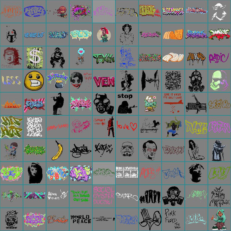 100 Cut Out Graffiti for decals Texture