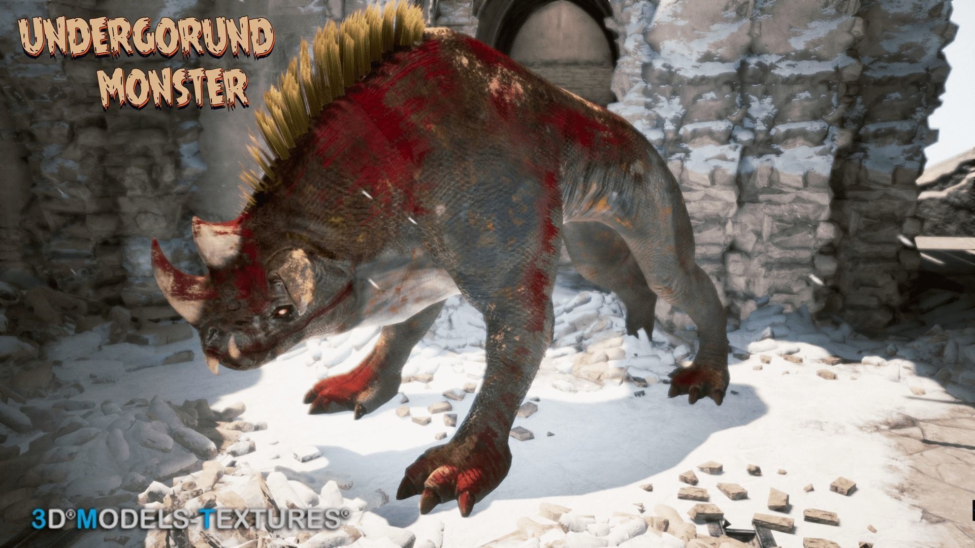 3D model UnderGround Monster for UNREAL VR / AR / low-poly rigged ...