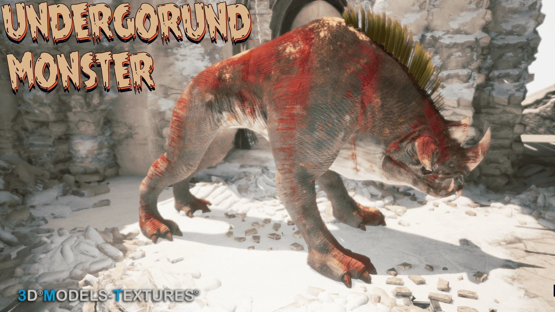 3D model UnderGround Monster for UNREAL VR / AR / low-poly rigged ...