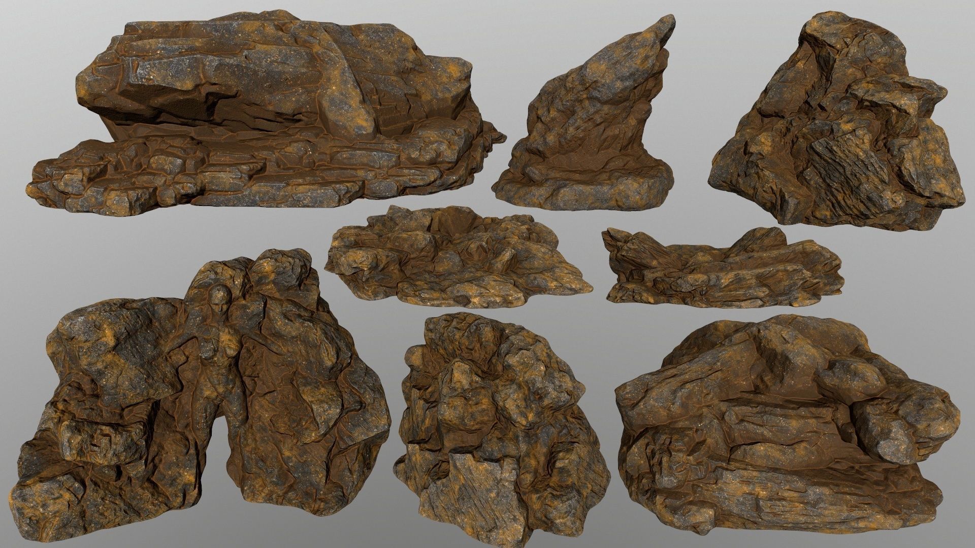 desert rocks set Low-poly  3D model