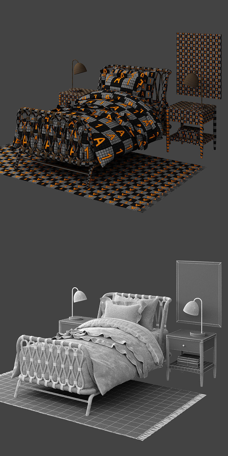 crate and barrel rattan kids bed 3D model CGTrader