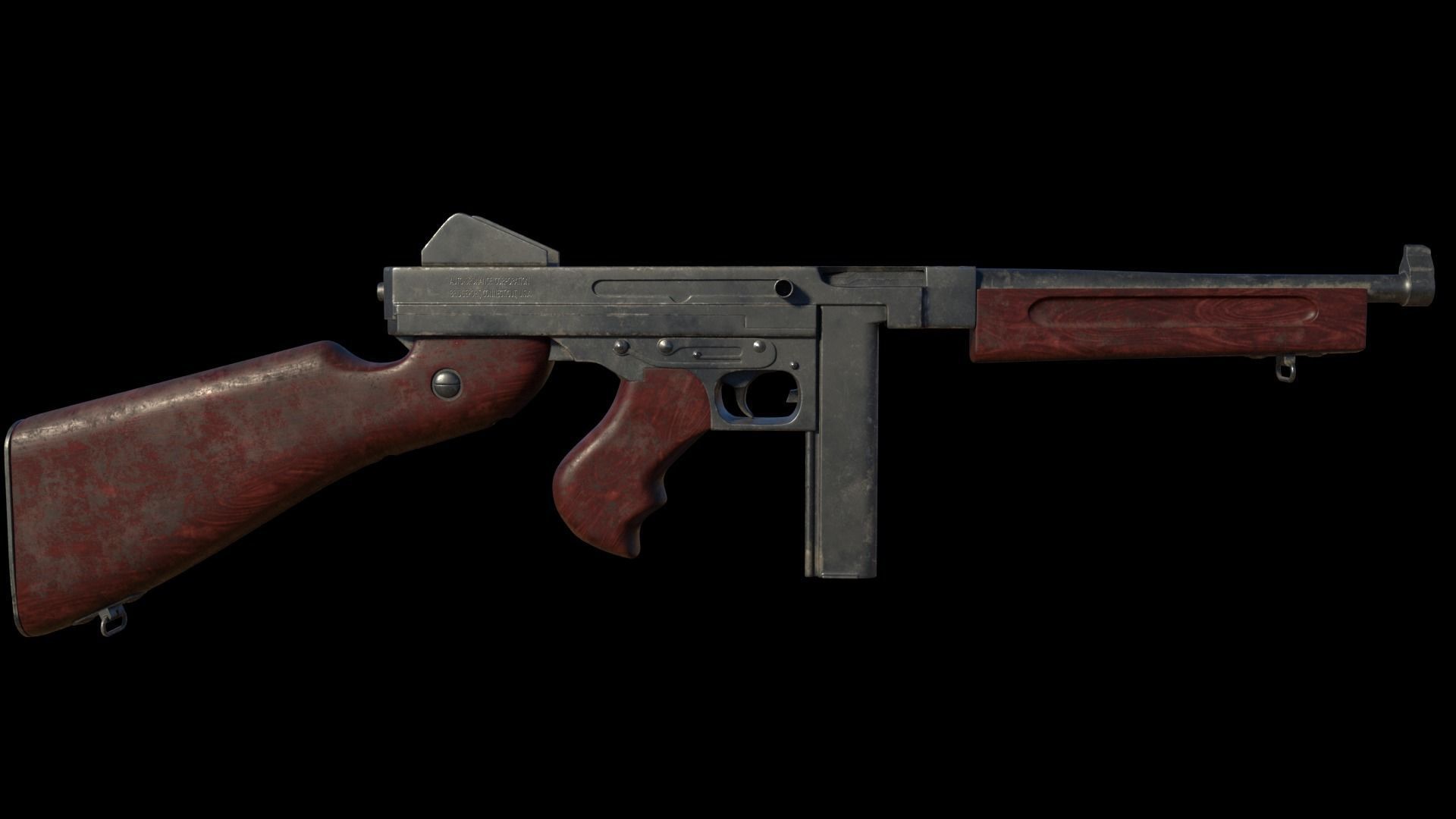 Thompson Blueprints Submachine Gun Thompson M1928A1 3D model | CGTrader