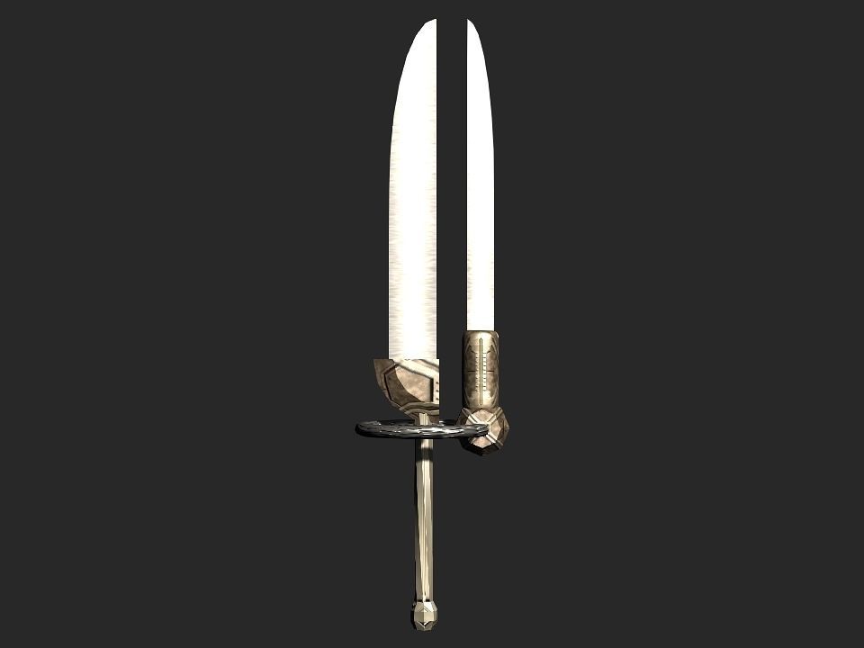 Double bladed tuner mechanical sword Low-poly  3D model