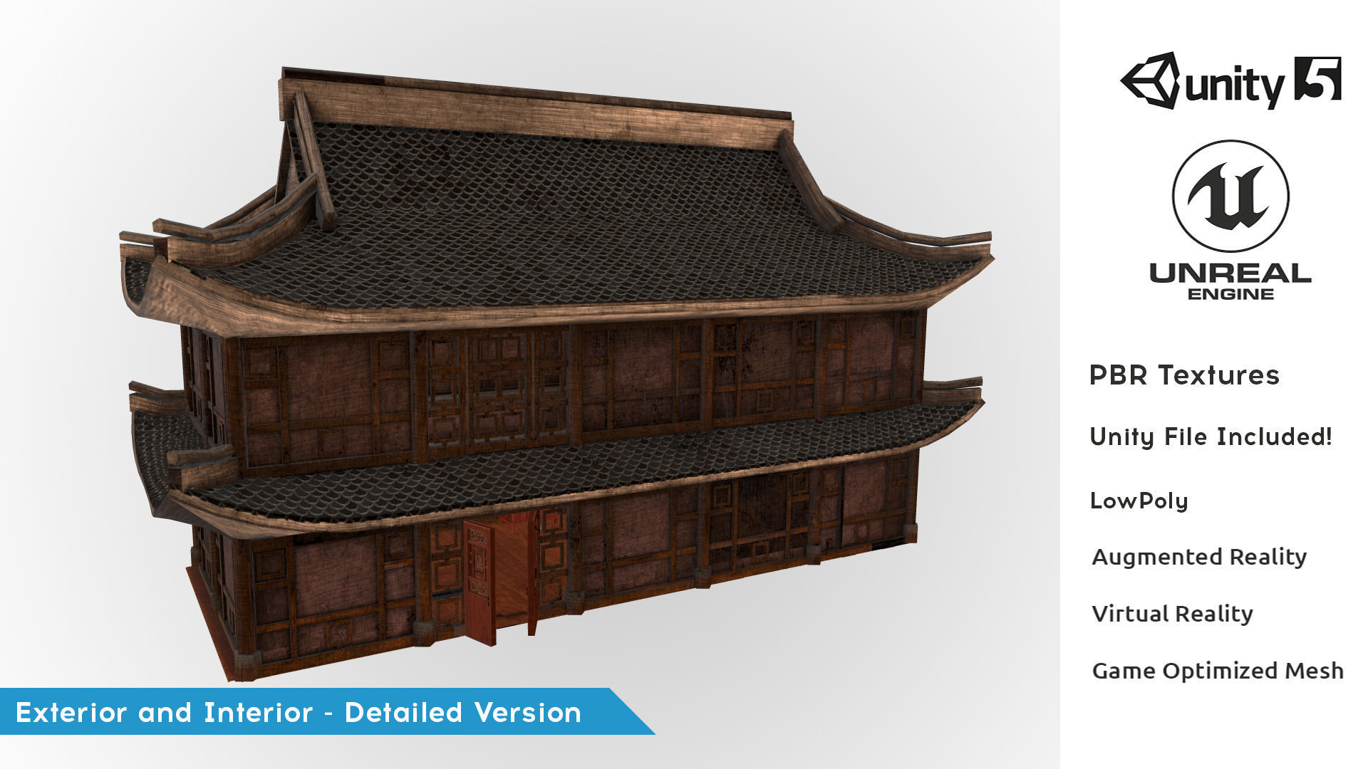 Fantasy Medieval Oriental Chinese Environment House 05 Game VR Low-poly 3D model