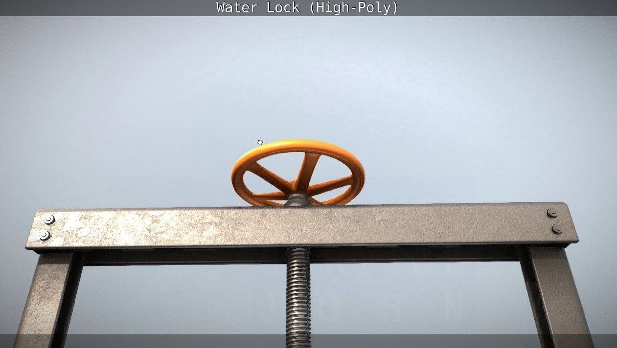 Animated Water Sluice Gate High-Poly 3D model