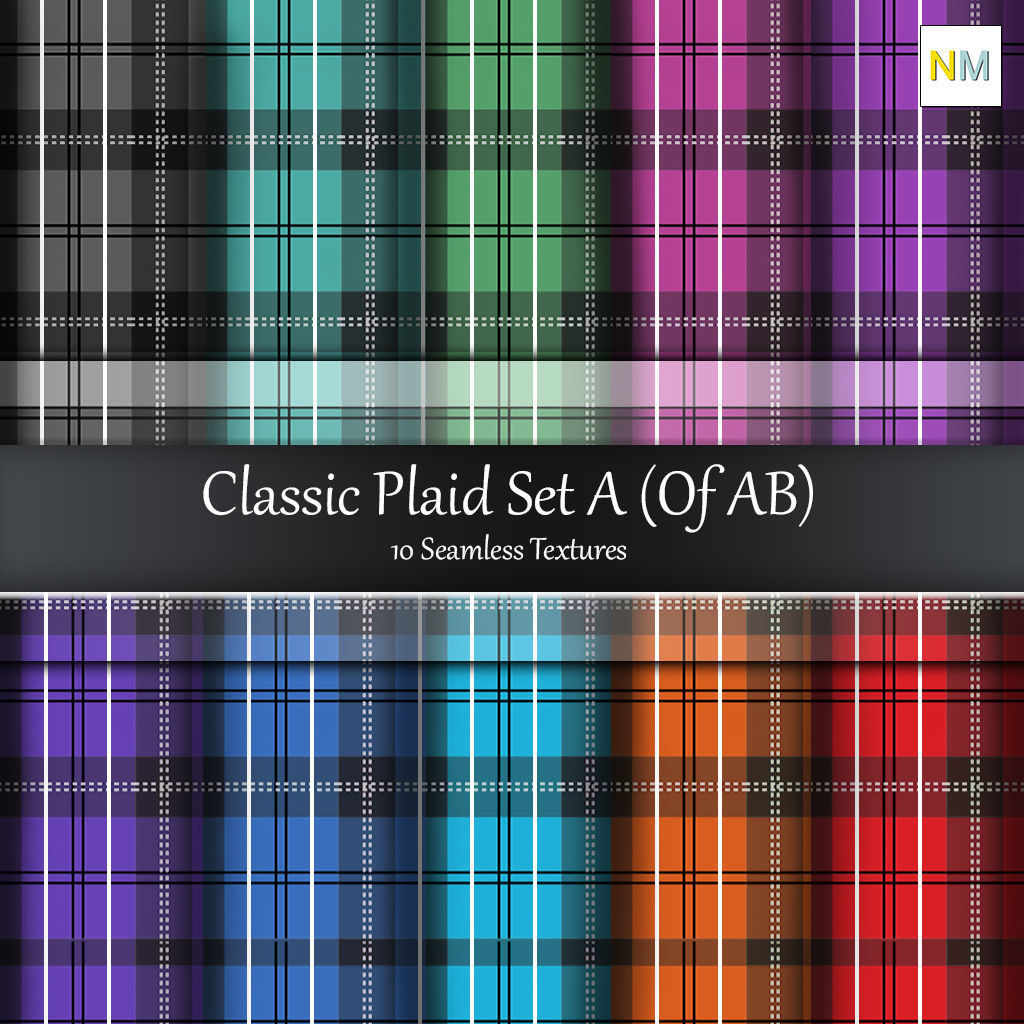Classic Plaid Fabrics Seamless Textures Set 3D model