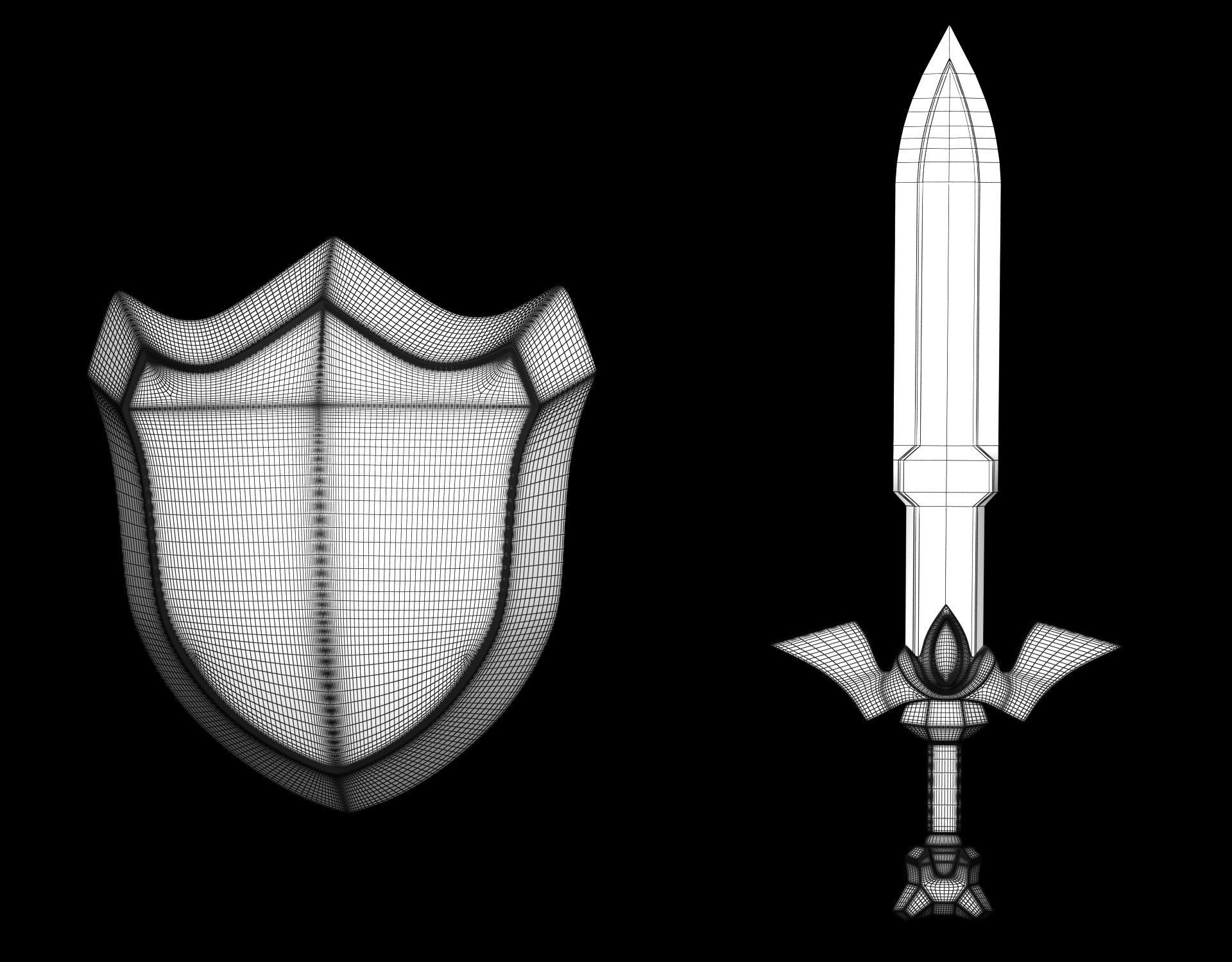 3D model Master Sword and Hylian Shield Toon Link Version VR / AR