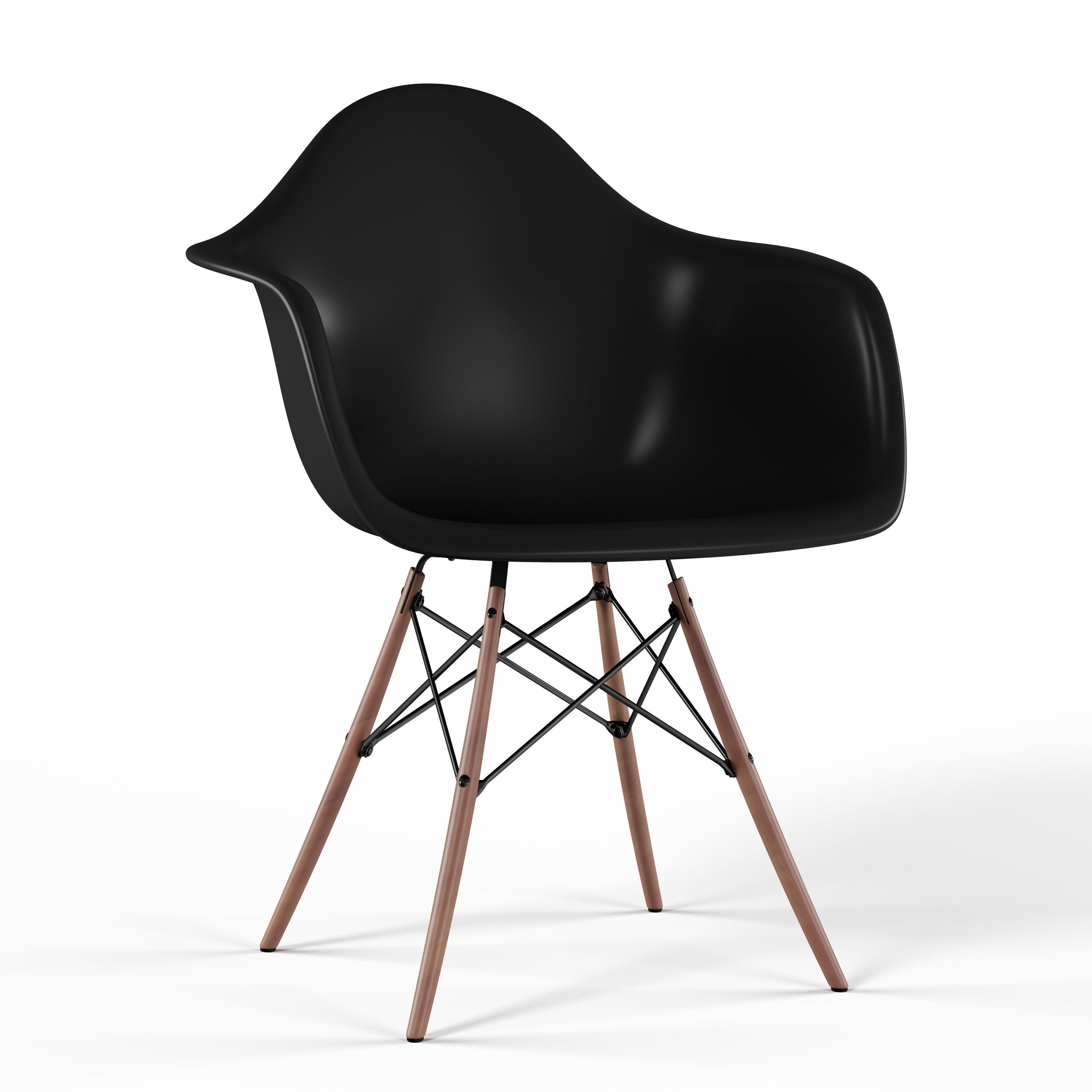 Eiffel Armchair with Black Arm Base Wood 3D model