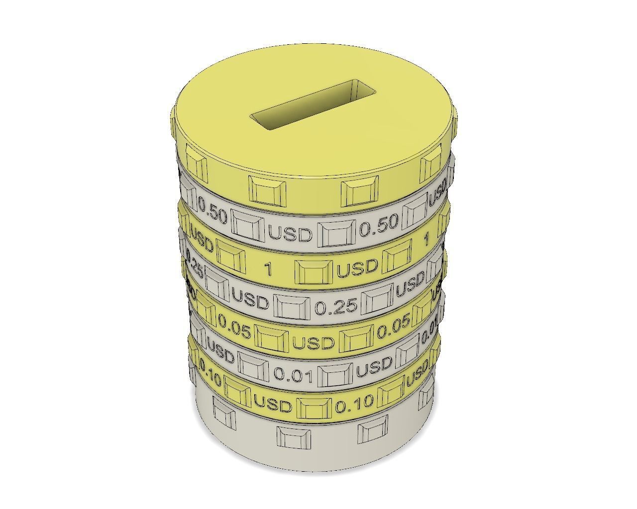 Sorting piggy bank USD - S size
