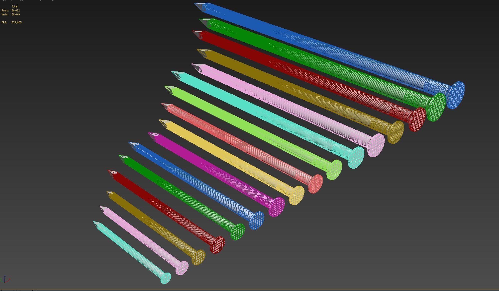 Round nails DIN 1151 3D model CGTrader