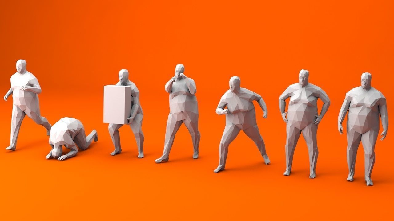 7 Fat Lowpoly People