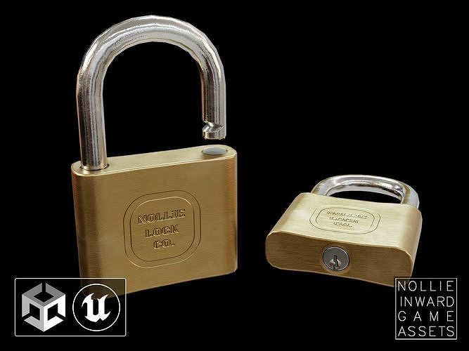 Gameready Padlock two brass padlocks free VR / AR / lowpoly 3D model