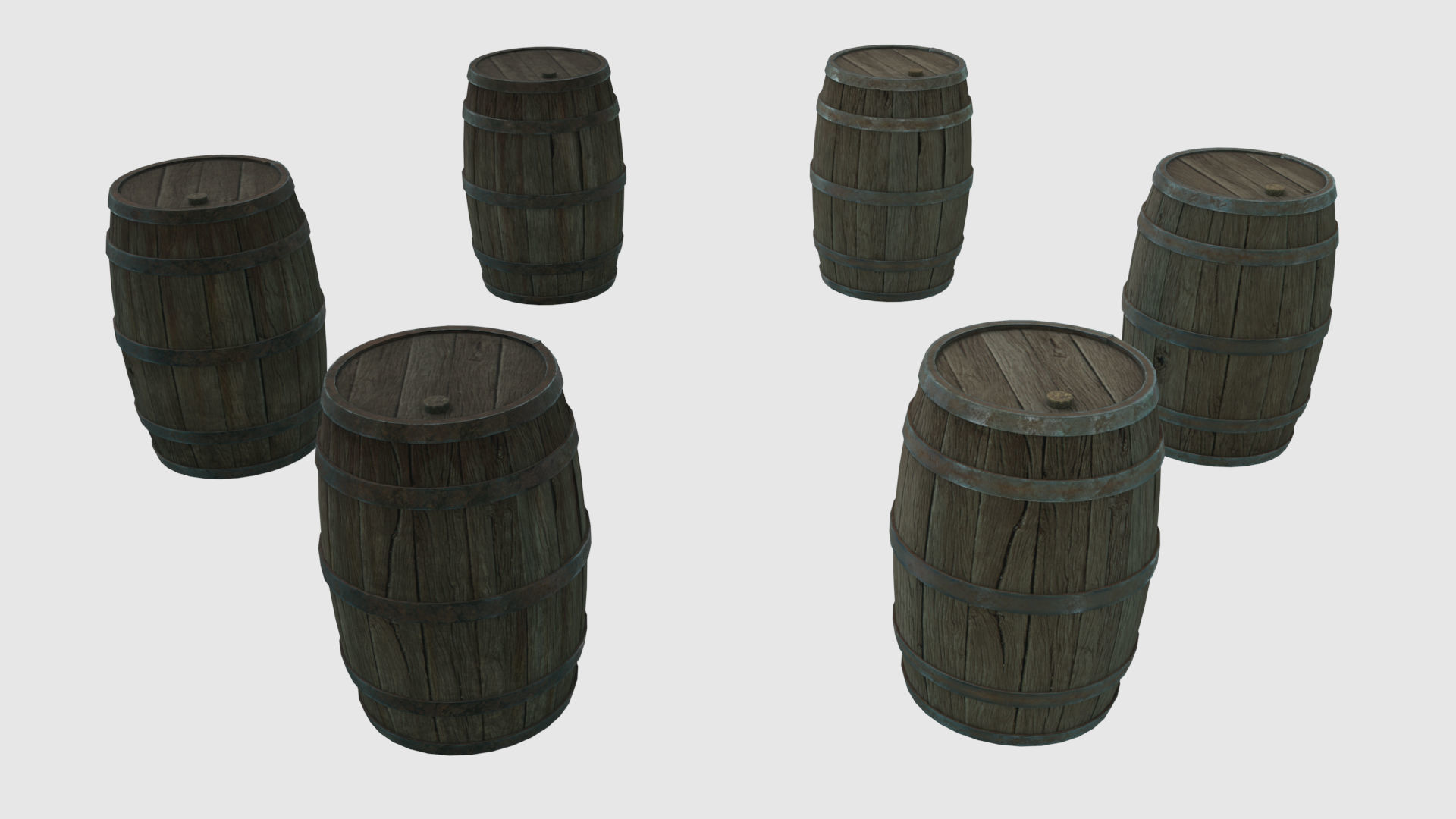 Low Poly Wooden Barrels With PBR Materials