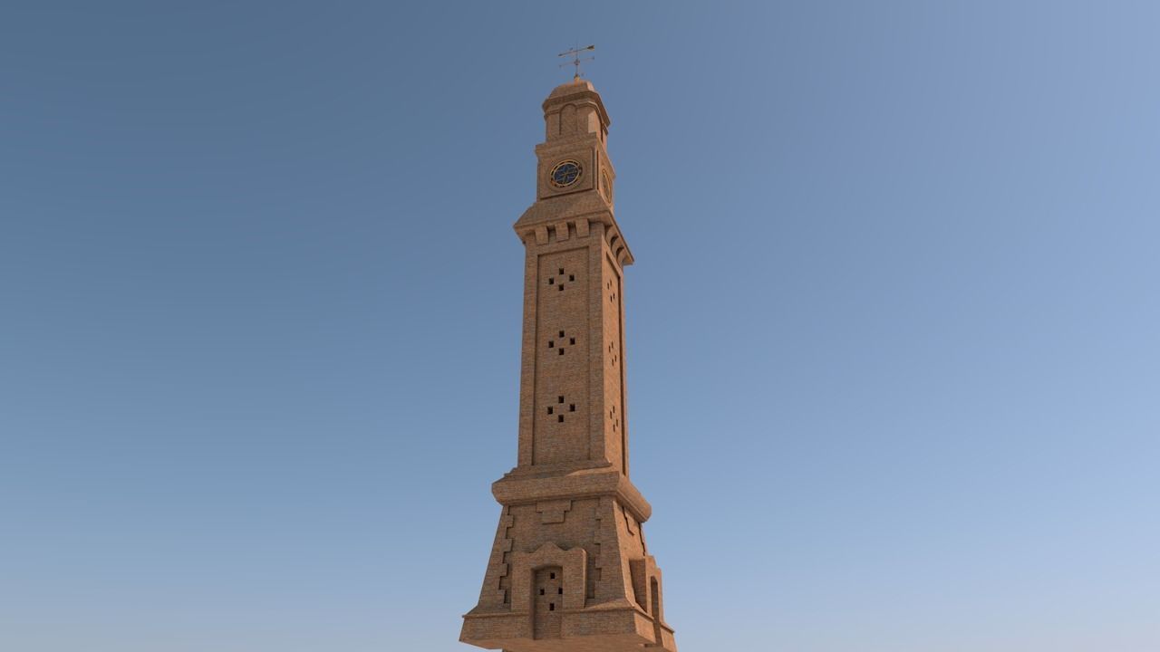 Arab Land mark Alqashla Clock Tower in Iraq 3D model