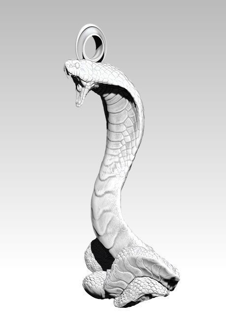 Snake Cobra Detailed Realistic Pendant Necklace Jewel