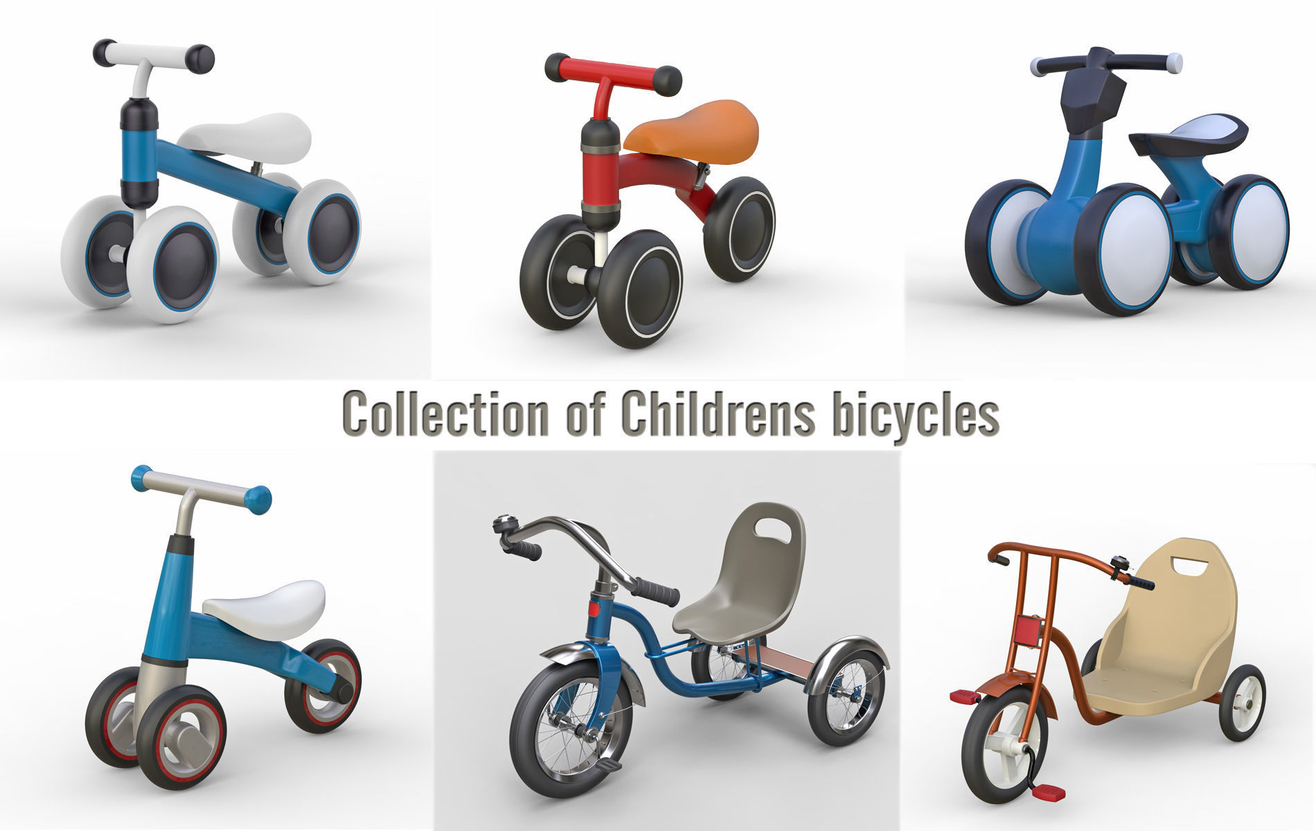 3D model Collection of Childrens bicycles CGTrader