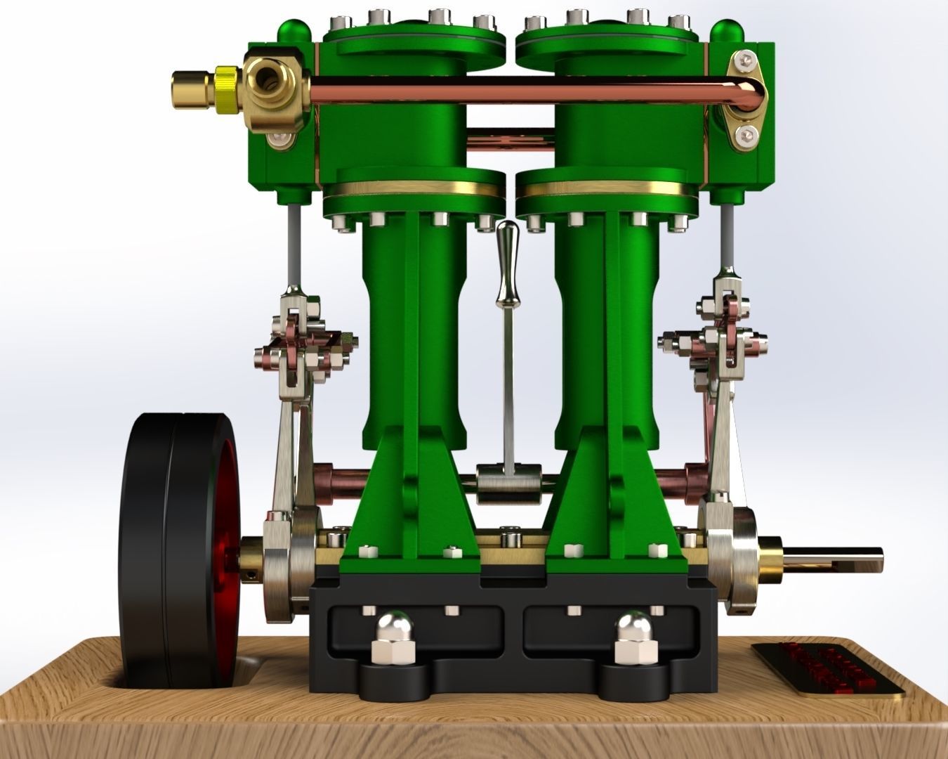 VERTICAL TWIN STEAM ENGINE WITH REVERSE GEAR 3D model animated rigged CGTrader