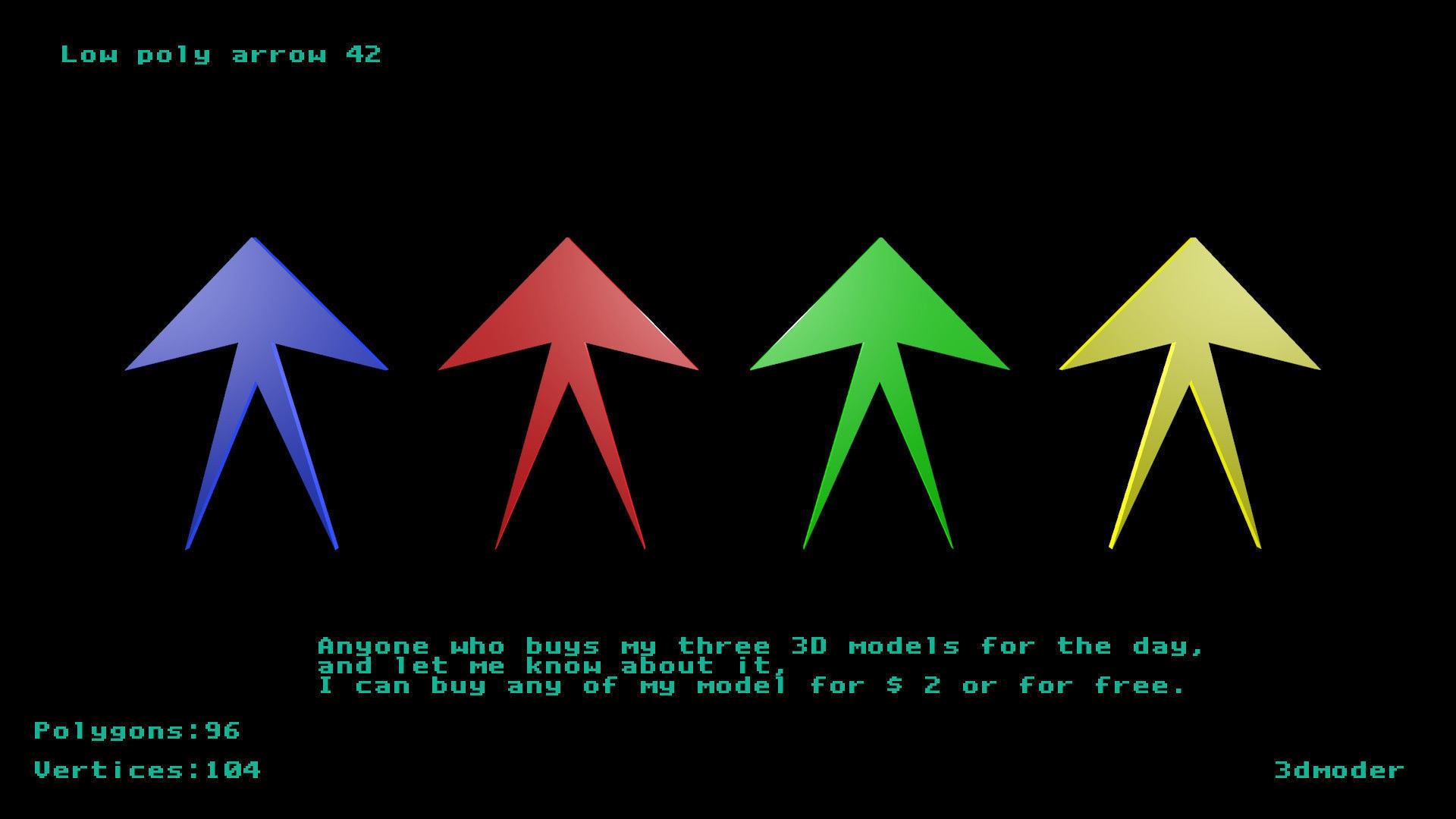 Low poly arrow 42 Low-poly 3D model