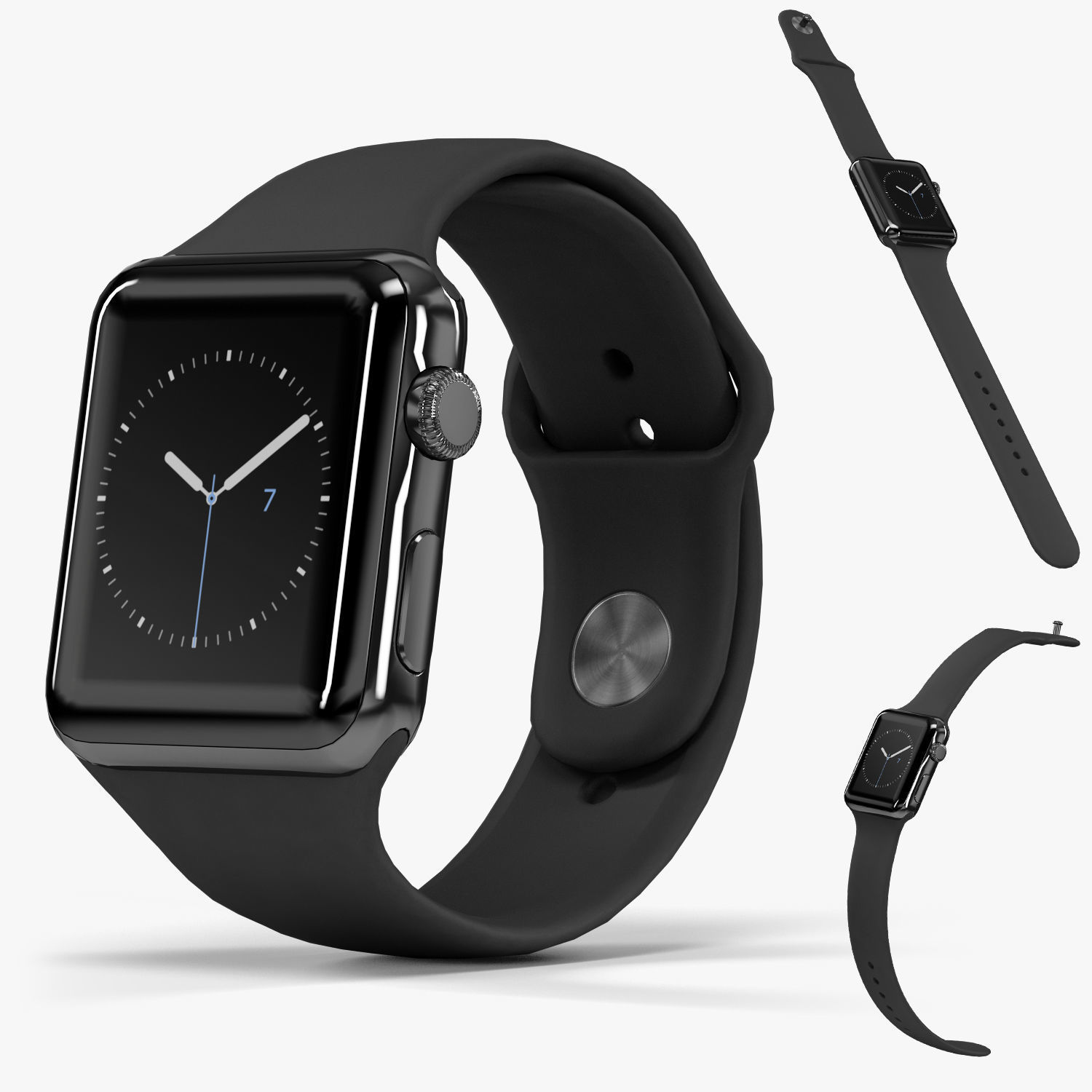 Apple Watch Space Black Stainless Steell Case Black Sport Band