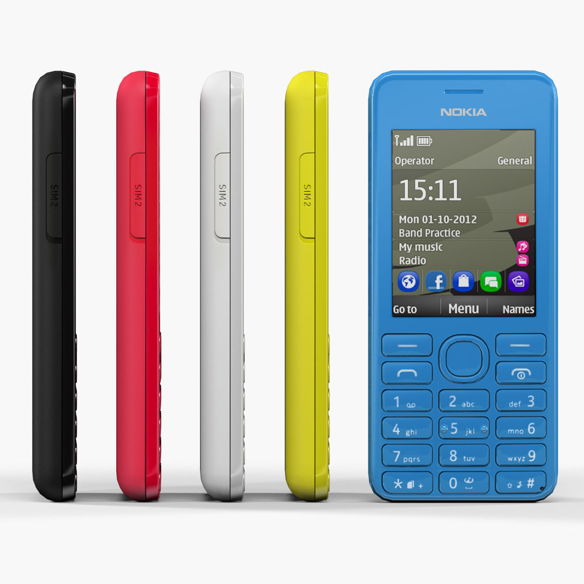 Nokia 206 Dual Sim cellphone 3D model CGTrader