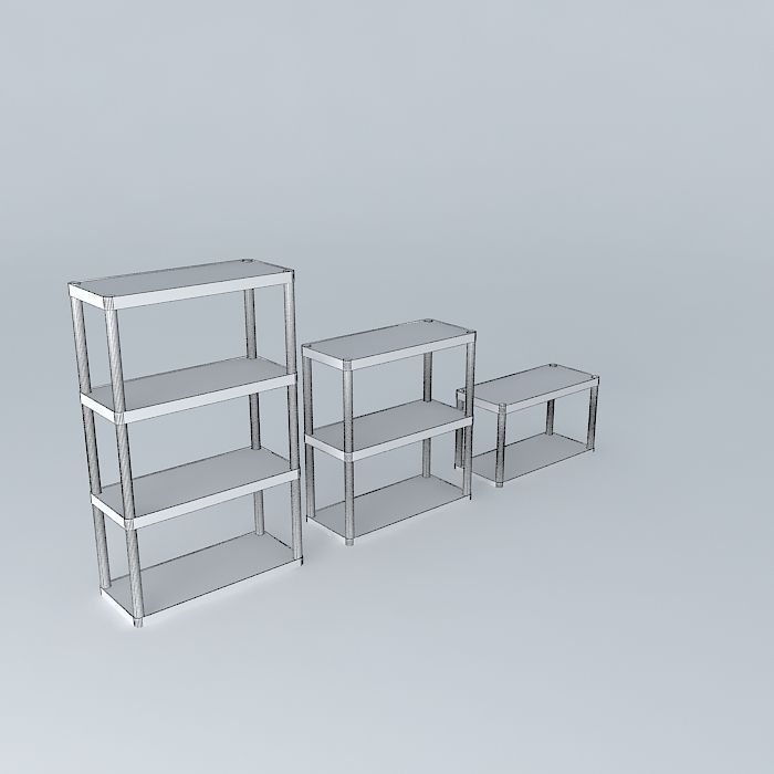 Plastic shelves without holes 3 pack free 3D model CGTrader