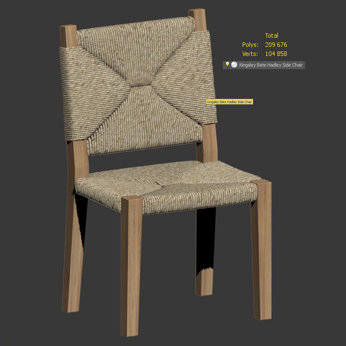 Kingsley Bate Hadley Side Chair 3D model CGTrader